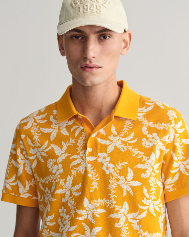 Palm Lei Print Piqu&eacute; Polo Shirt