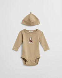 Baby Dog Print Bodysuit & Beanie