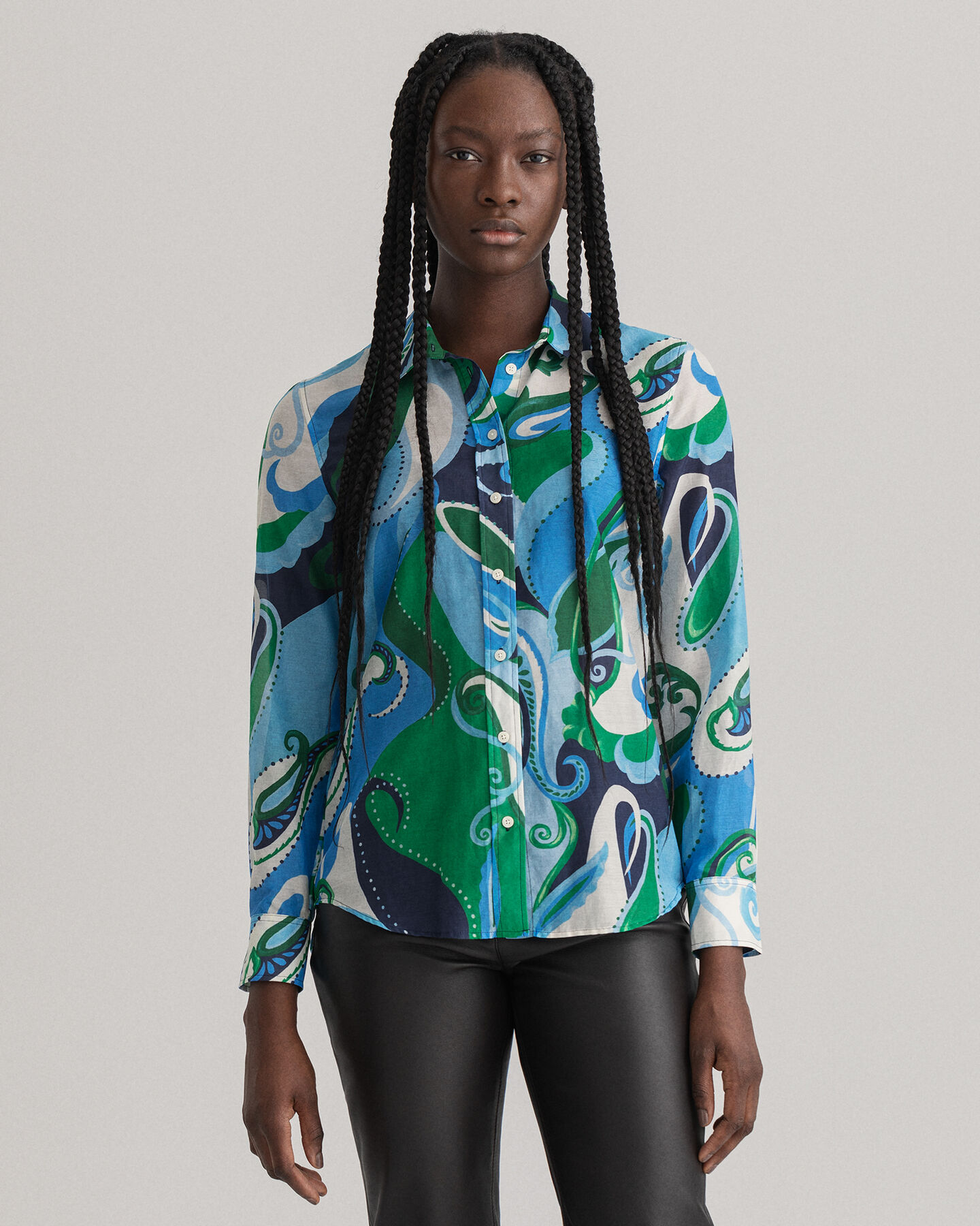 Regular Fit Paisley Cotton Silk Shirt