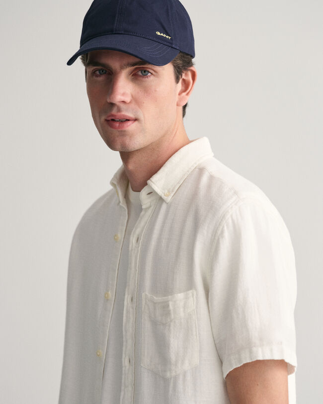 Regular Fit Textured Cotton Linen Short Sleeve Shirt