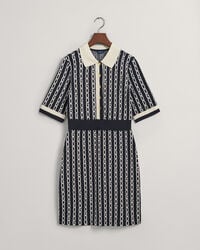 Chain Jacquard Mid Sleeve Polo Dress