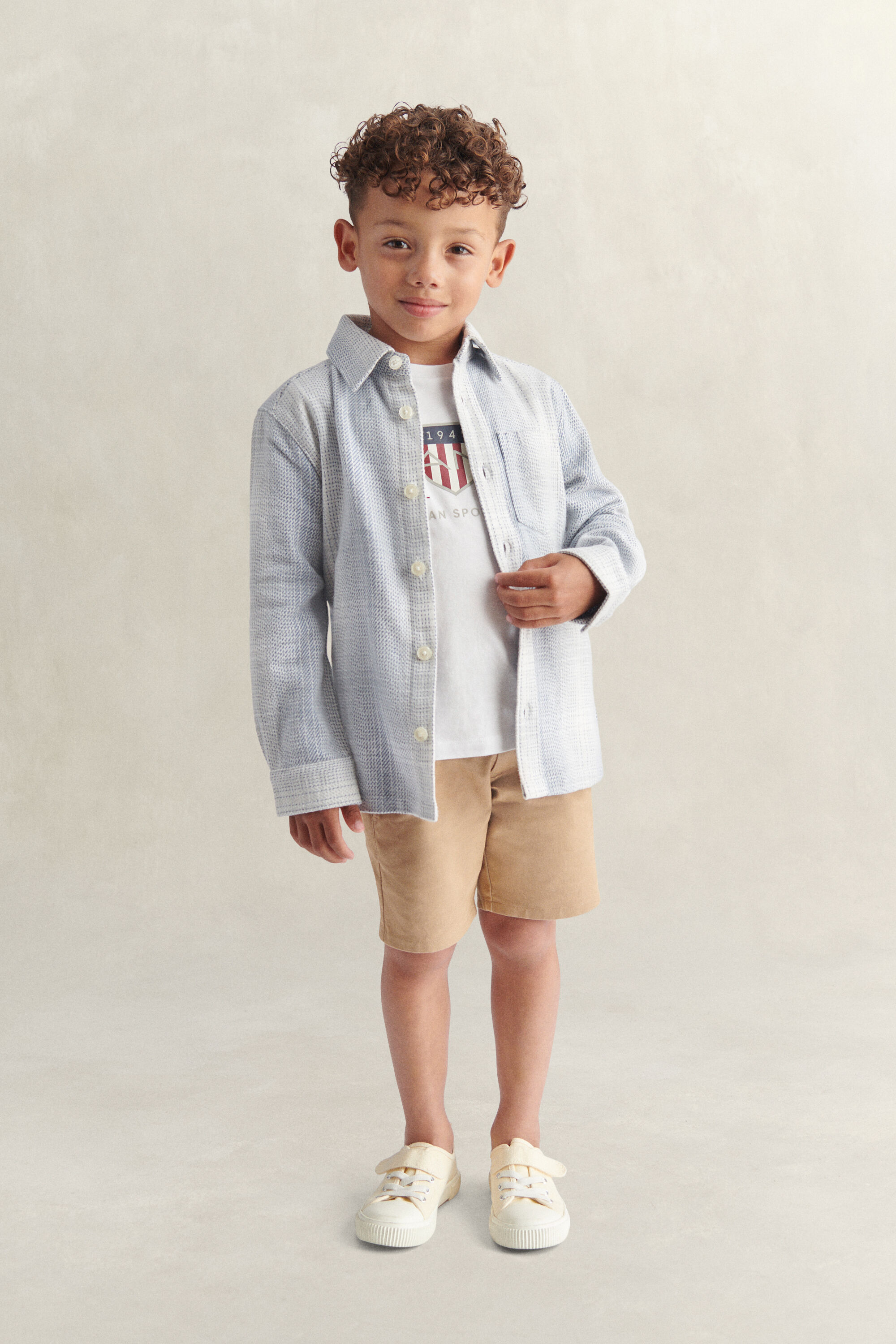 Boys Checked Overshirt — SKY BLUE