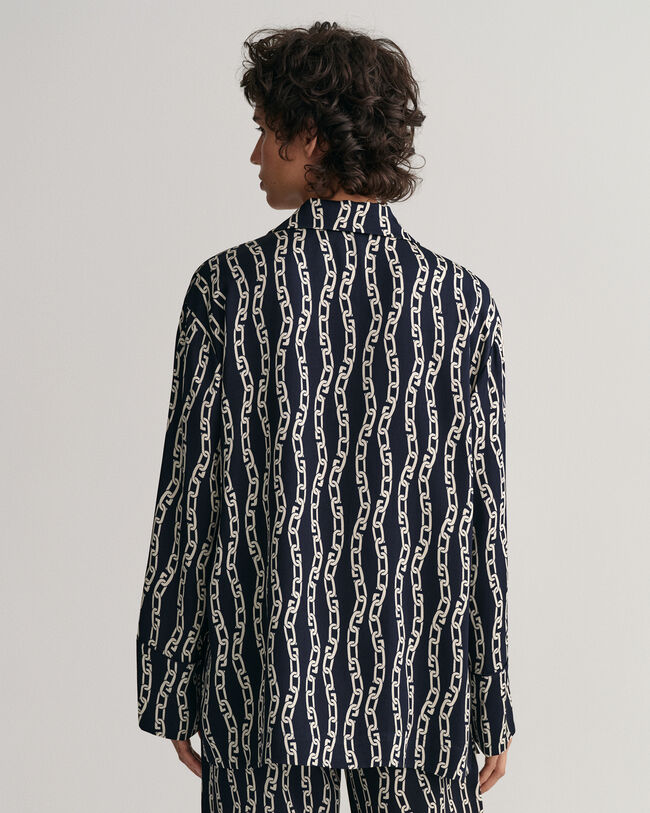 Relaxed Fit Chain Print Pajama Shirt