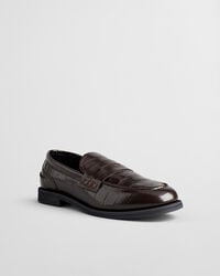 Gracelyn Croc Effect Leather Loafers