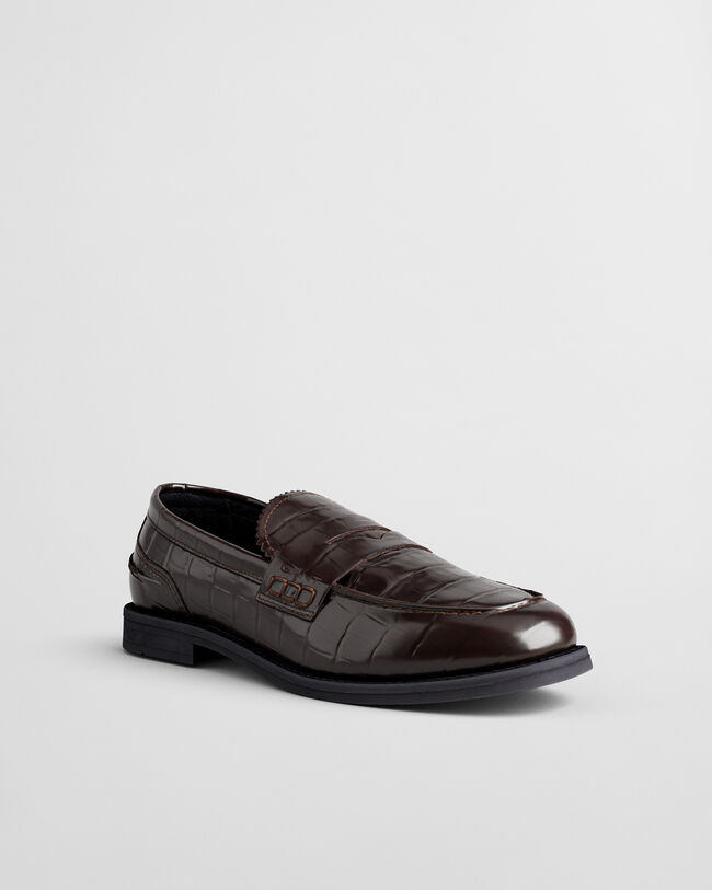 Gracelyn Croc Effect Leather Loafers