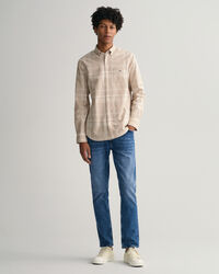 Regular Fit Check Cotton Linen Shirt