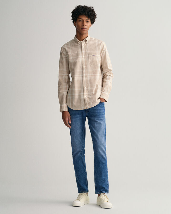 Regular Fit Check Cotton Linen Shirt