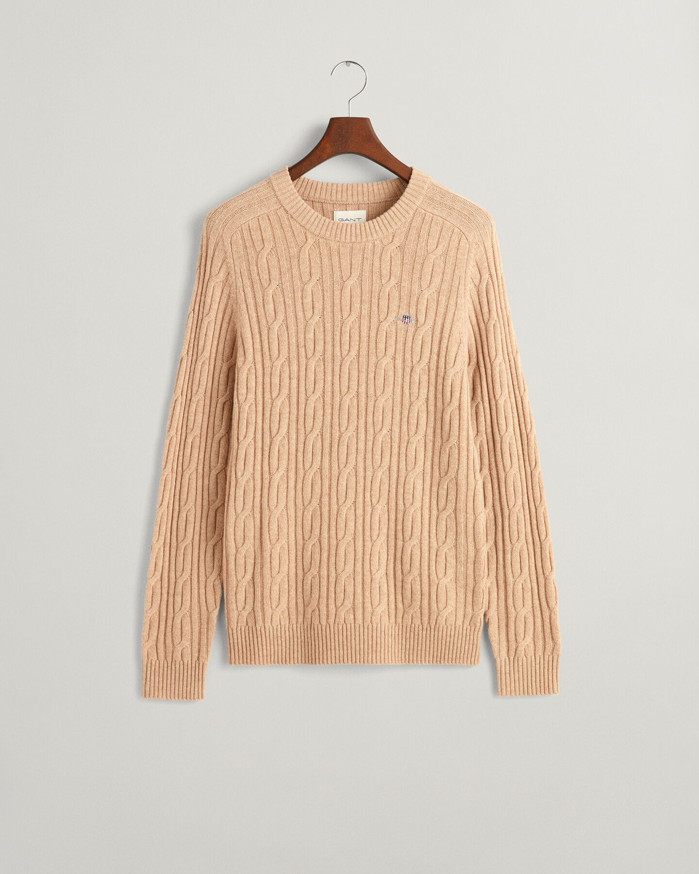 Lambswool Cable Knit Crew Neck Sweater