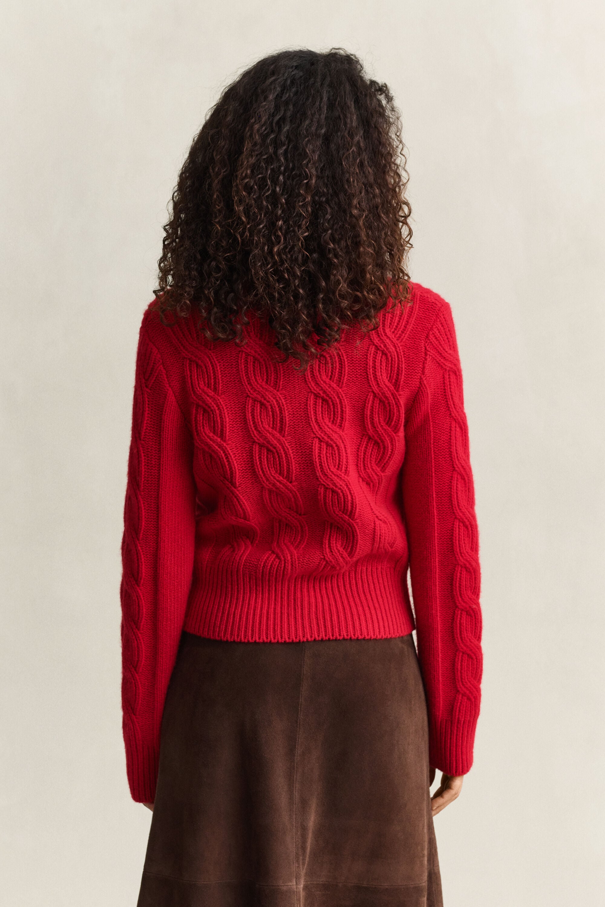 Wool Blend Cable Knit Cardigan