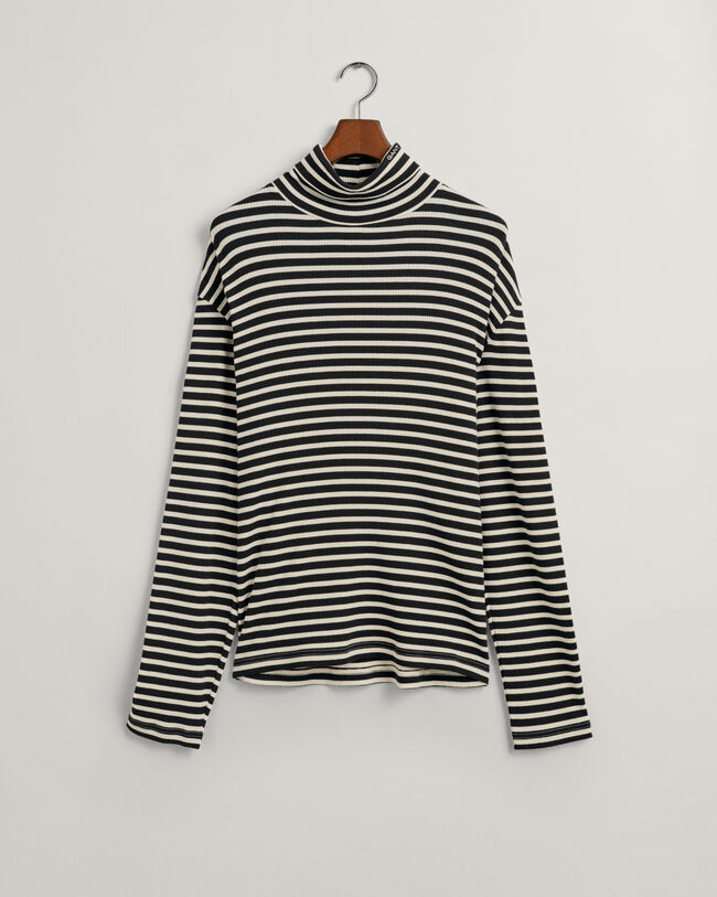 Striped Long Sleeve Turtleneck Top