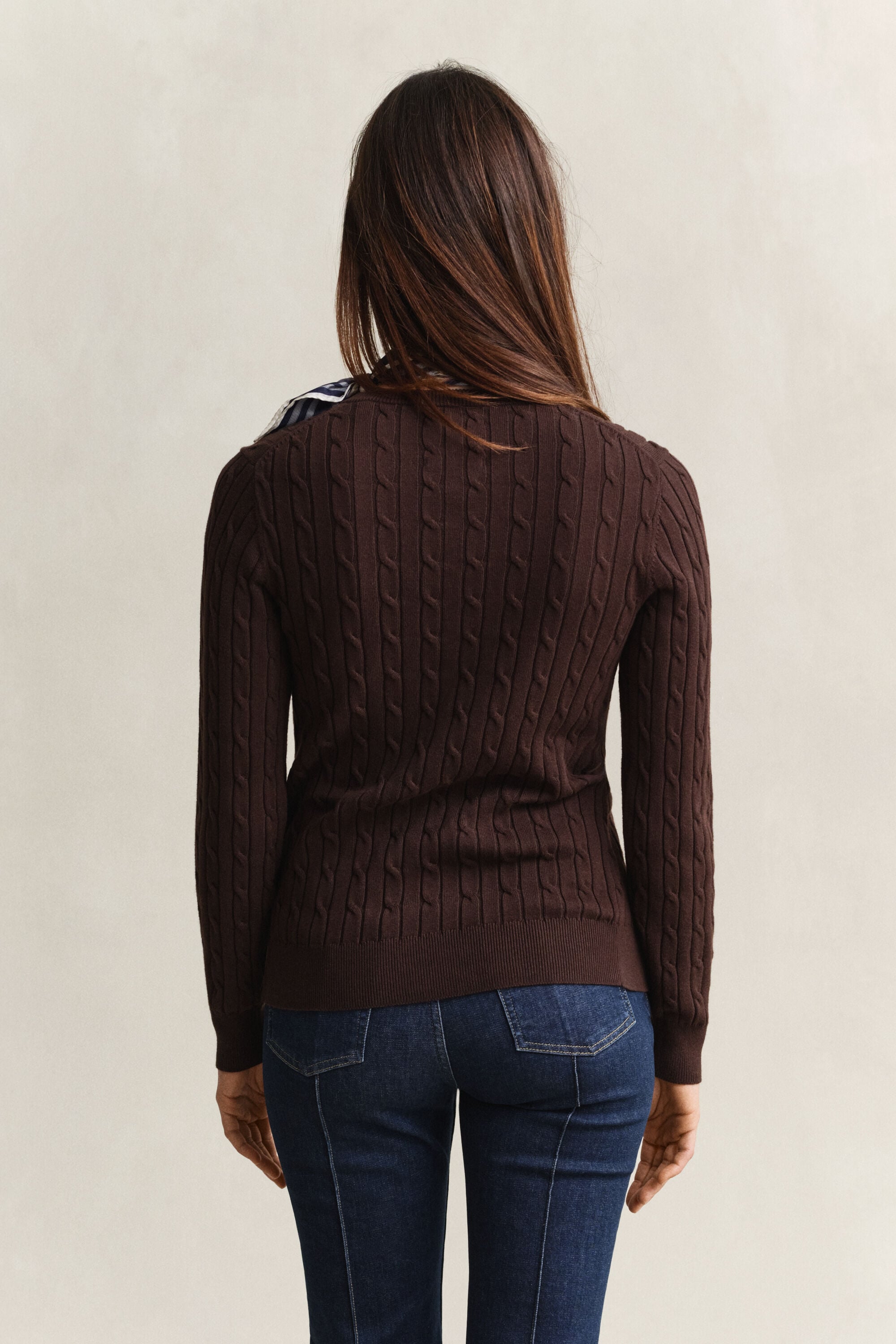 Stretch Cotton Cable Knit Cardigan
