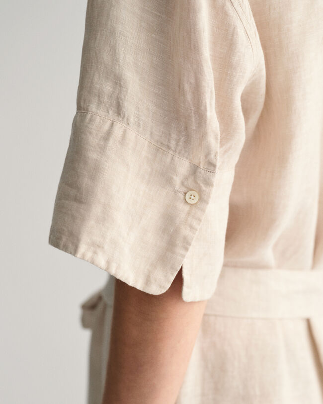Linen Short Sleeve Shirt Dress