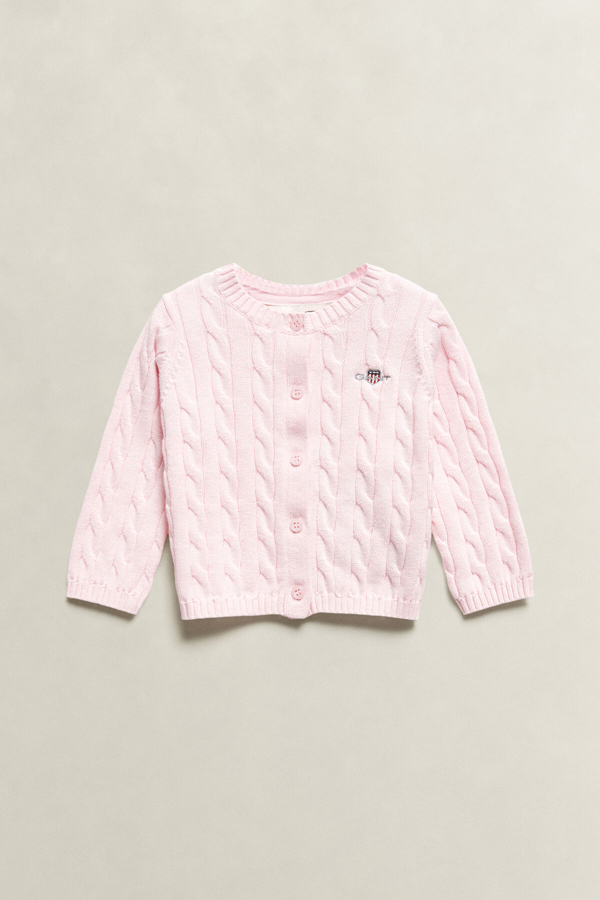 Baby Shield Cable Knit Cardigan — LIGHT PINK