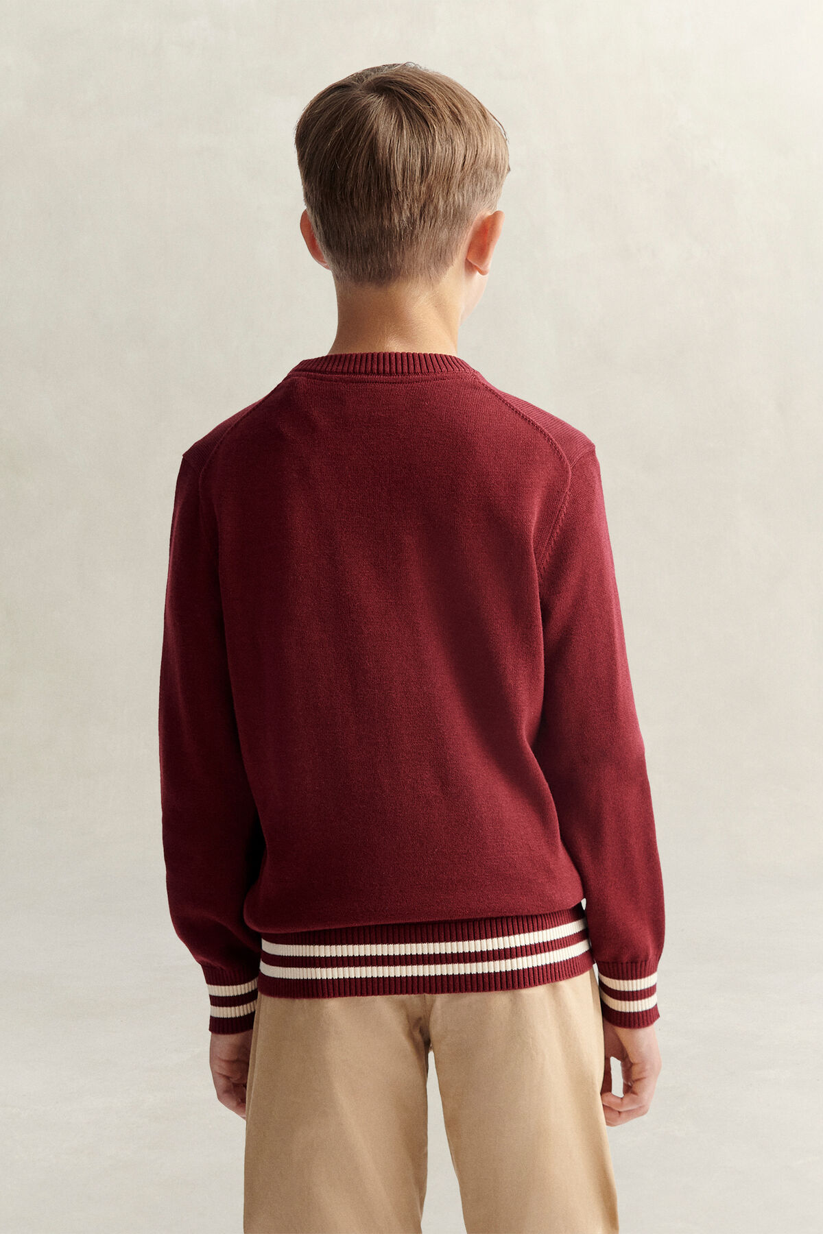 Teen Boys Intarsia Sweater — PLUMPED RED