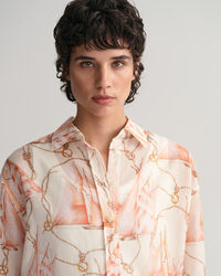 Relaxed Fit Saling Print Cotton Silk Shirt