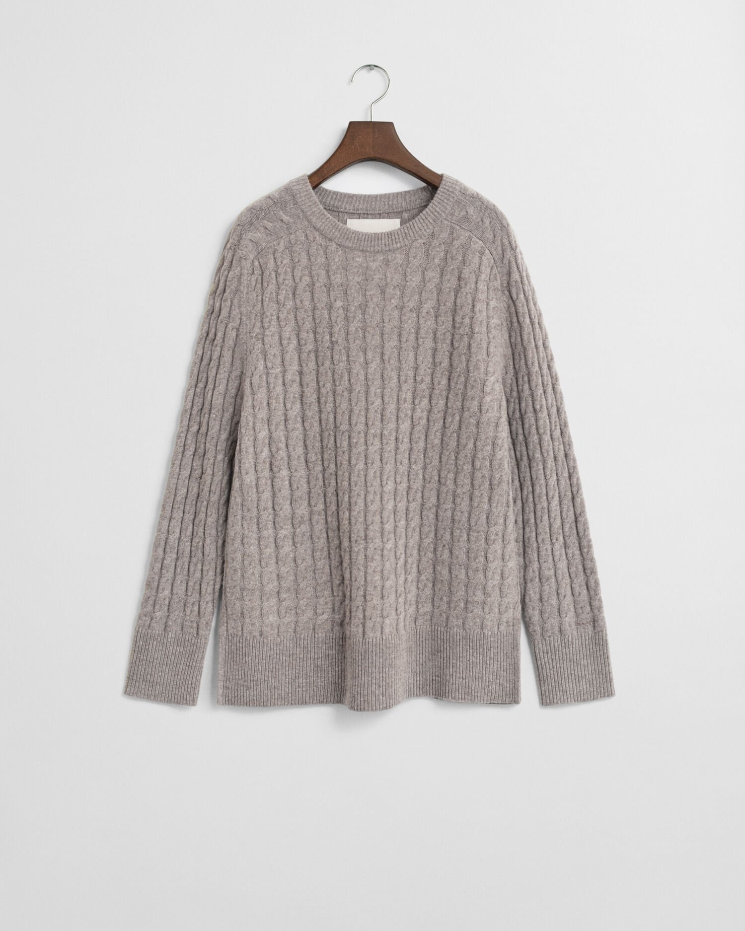 Wool Cable Knit Crew Neck Sweater