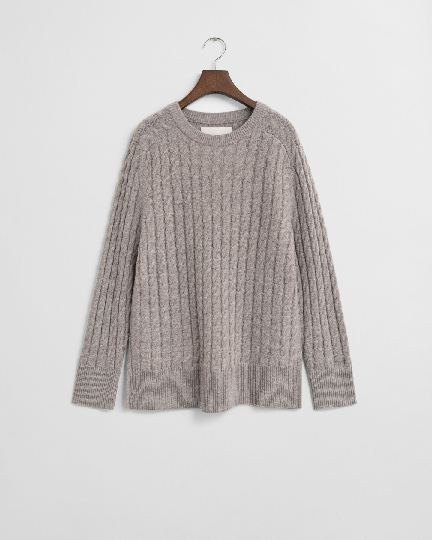 Wool Cable Knit Crew Neck Sweater