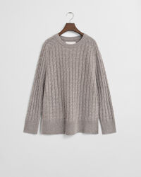 Wool Cable Knit Crew Neck Sweater