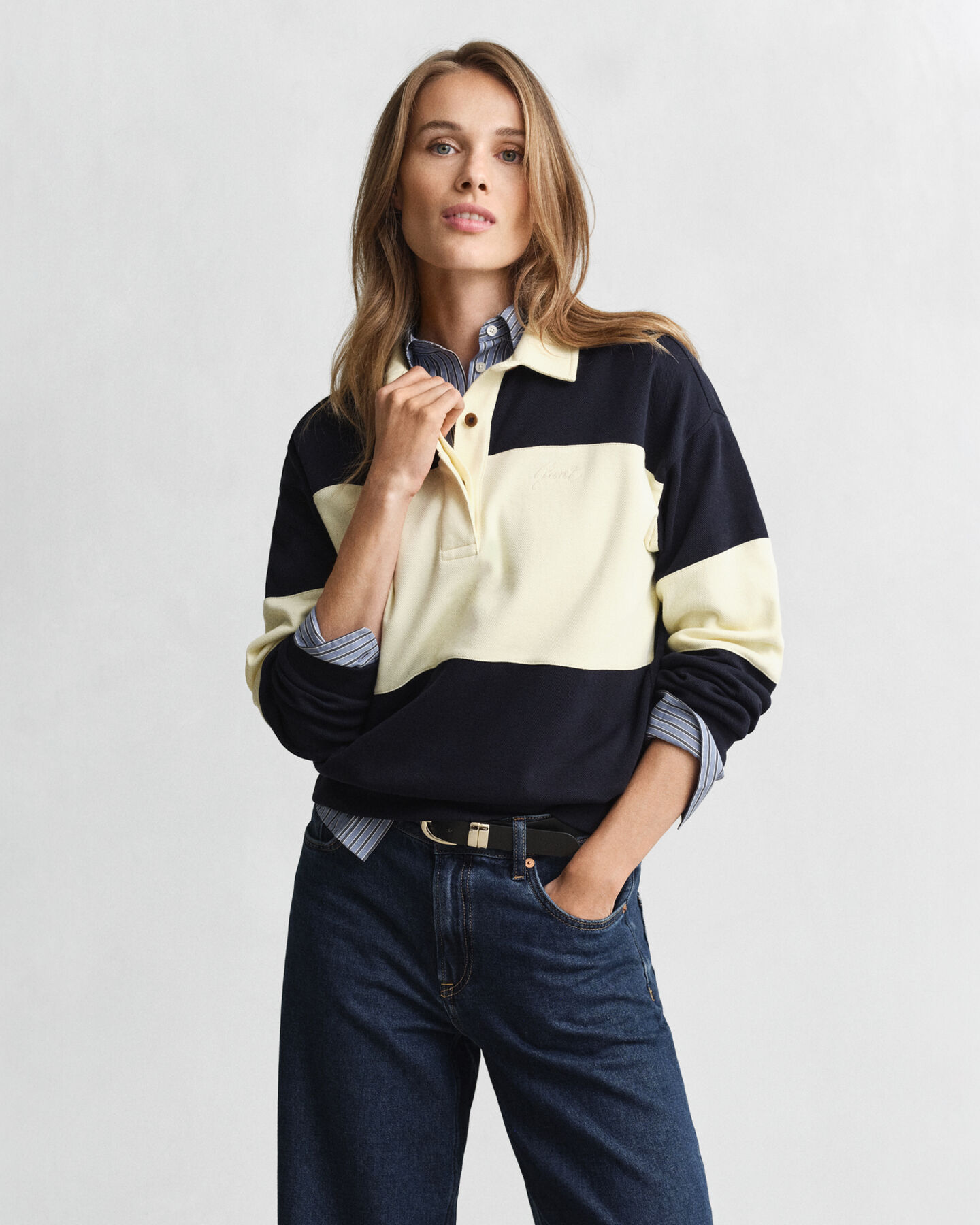 Piqué Textured Color Blocked Rugger