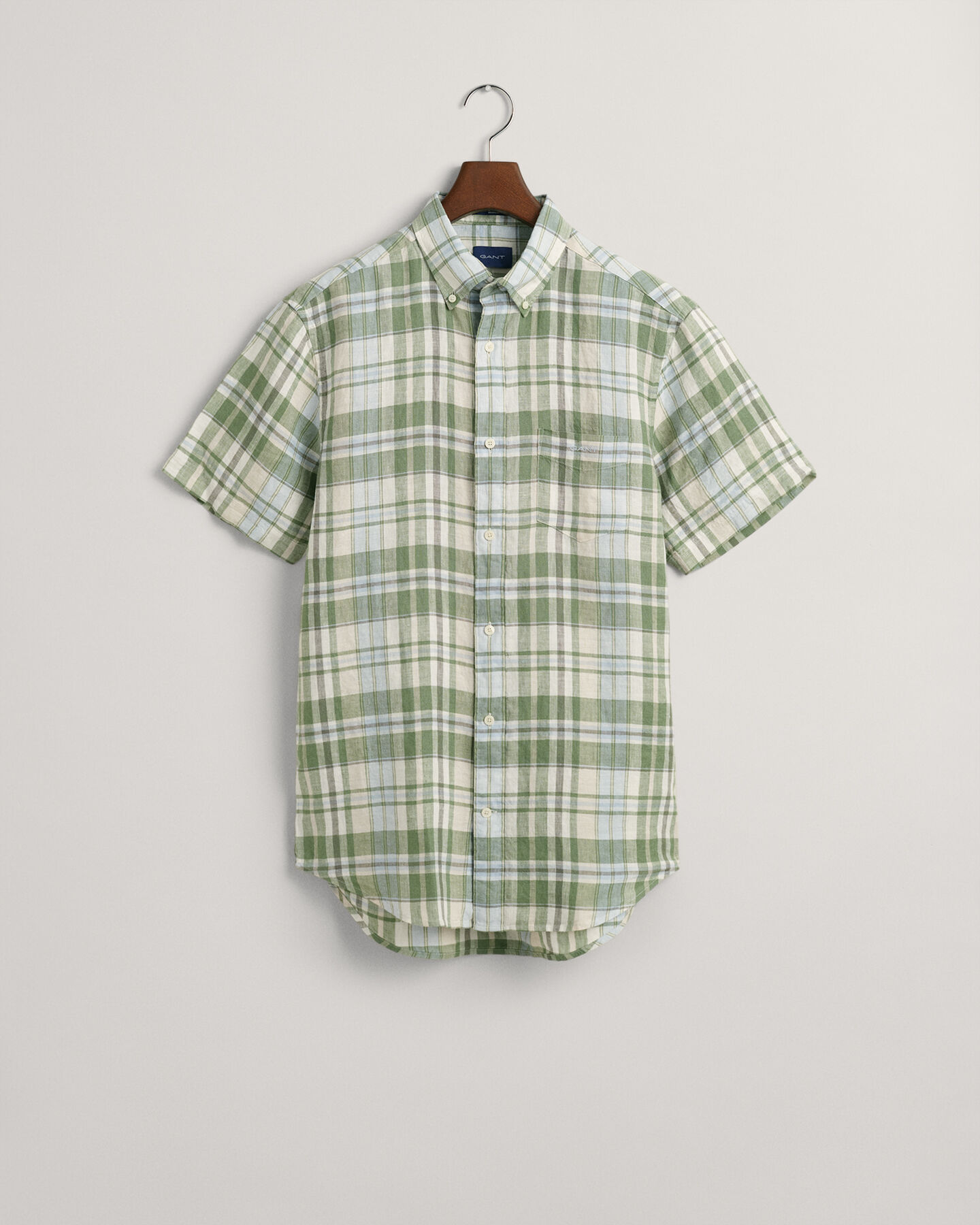 Regular Fit Linen Madras Short Sleeve Shirt