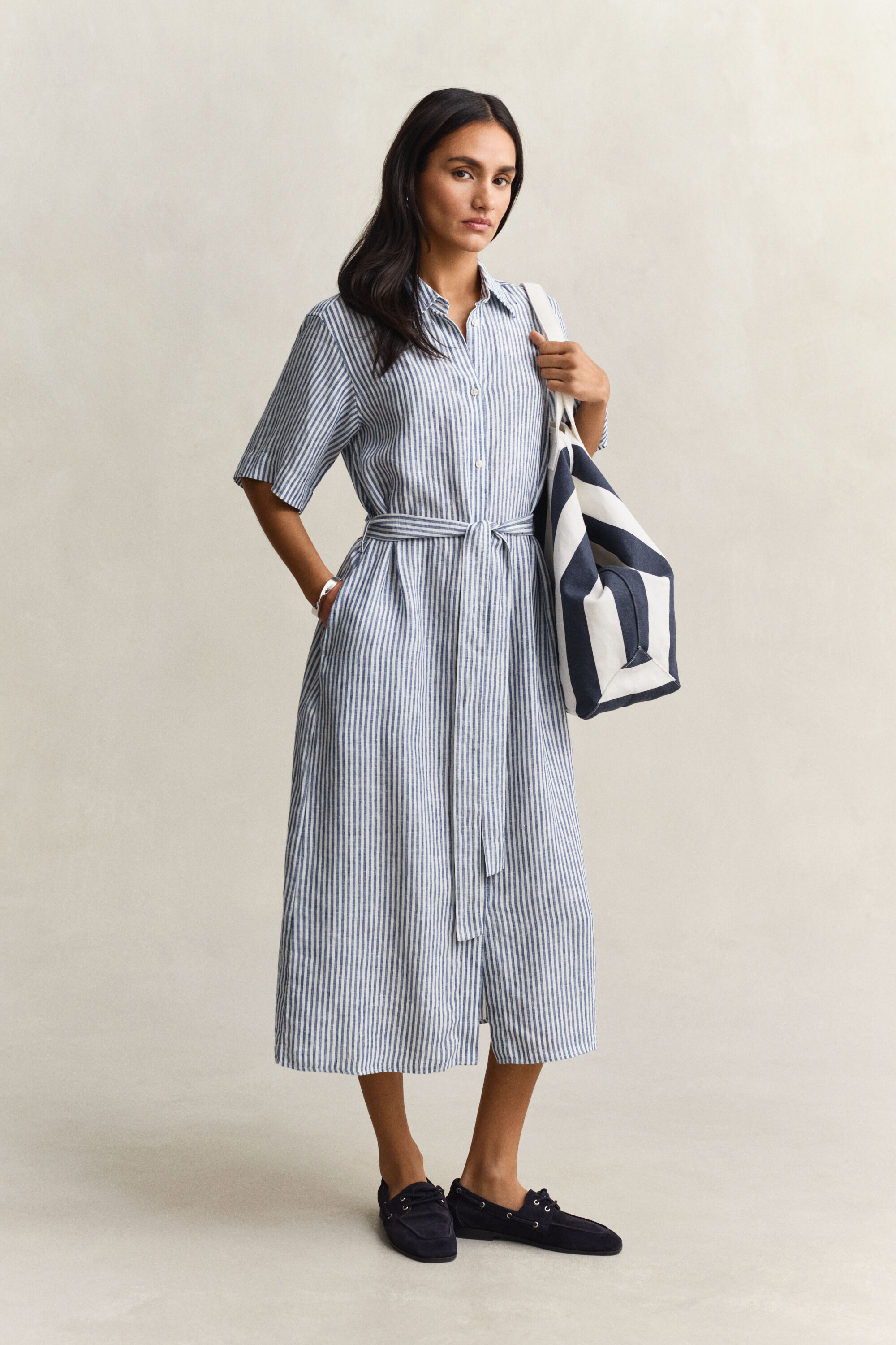 Striped Linen Shirt Dress