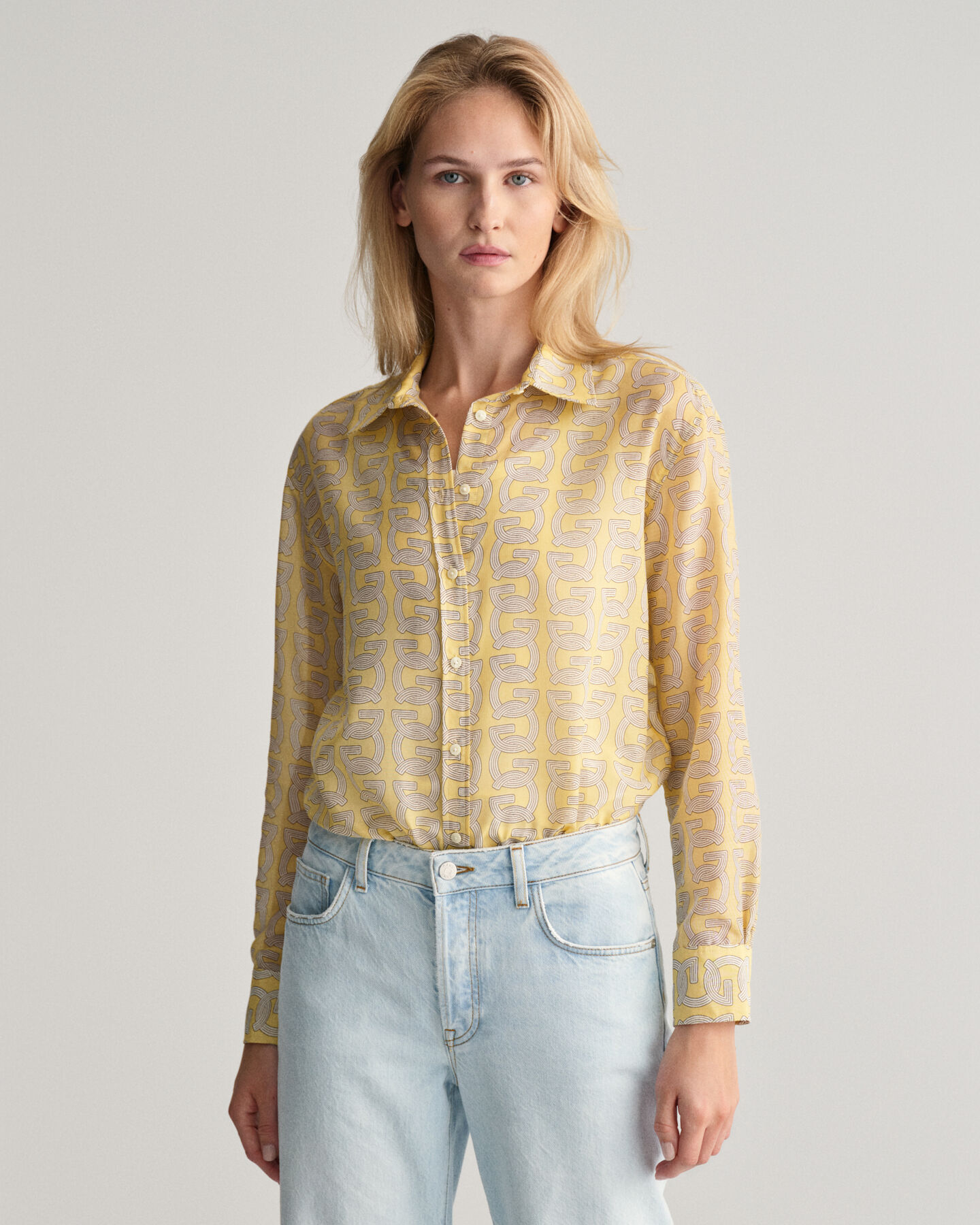 Relaxed Fit G Patterned Cotton Silk Shirt