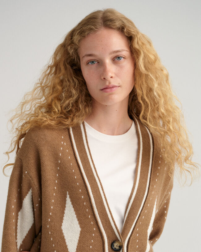 Argyle Long Cardigan