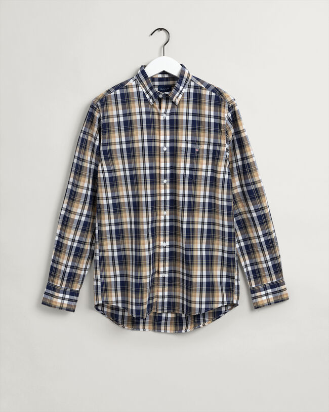 Regular Fit Washed Poplin Check Shirt