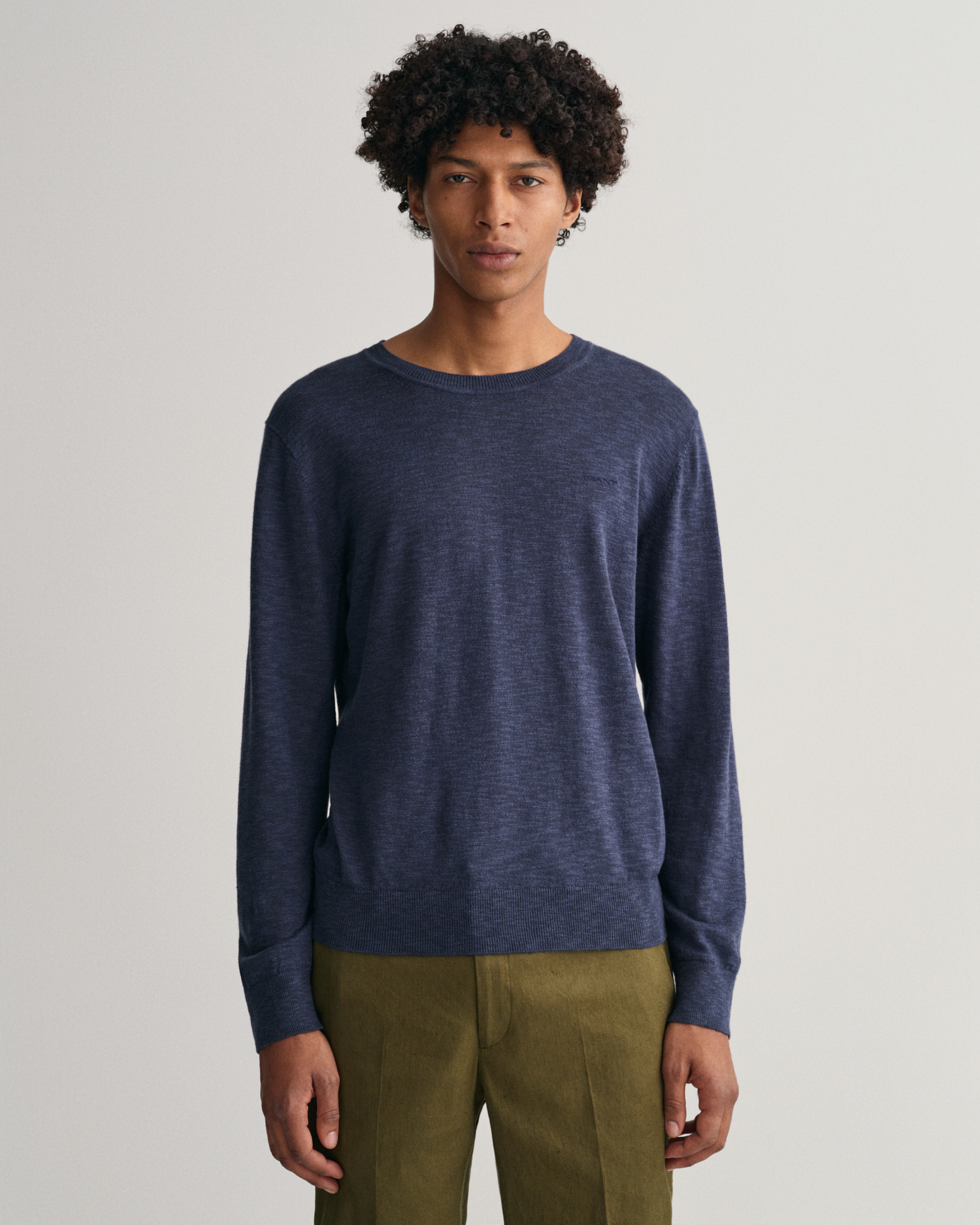 GANT Men Cotton Linen Crew Neck Sweater (M) Blue