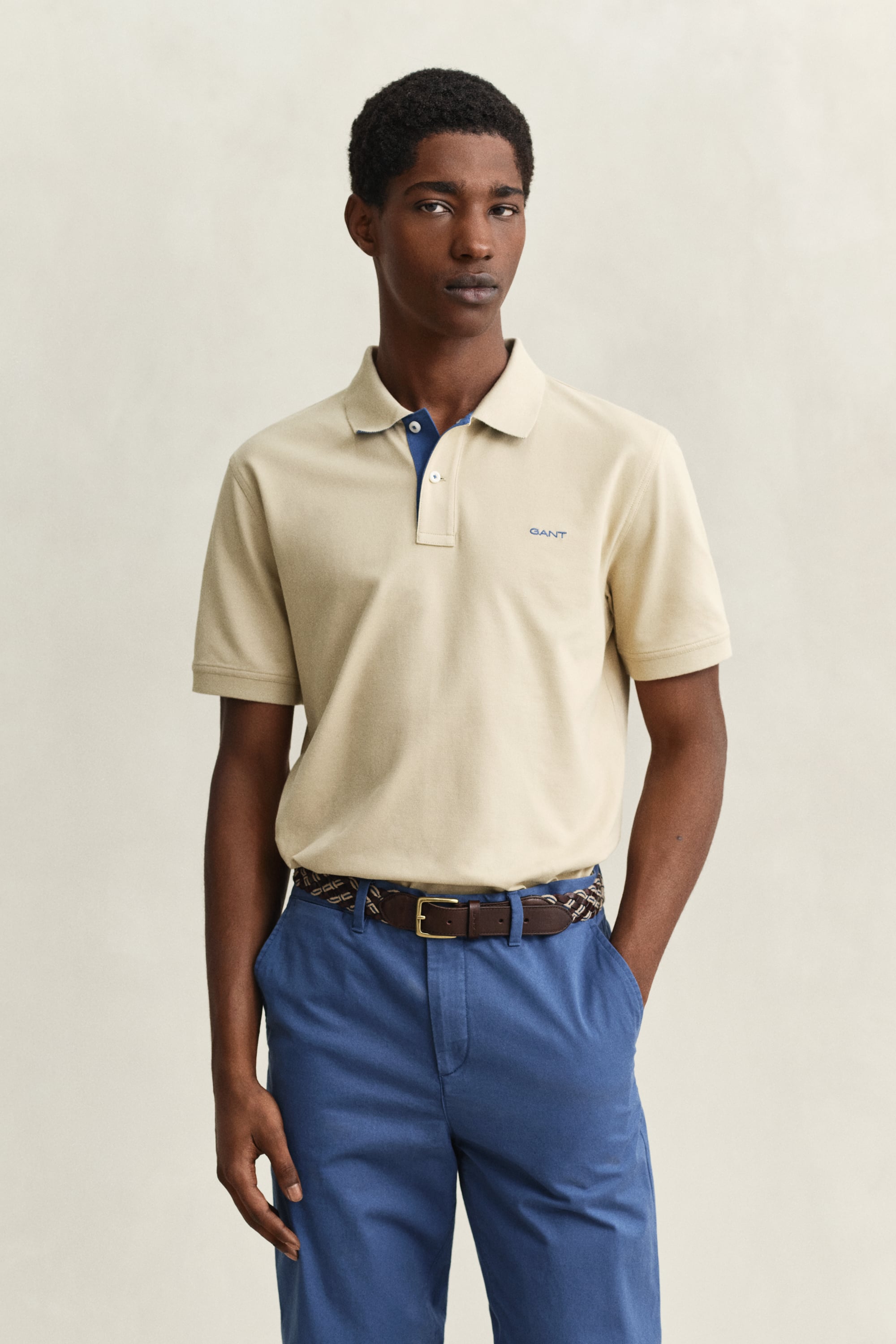 Gant Men's Oat Beige Contrast Piqué Polo Shirt (Xxxl)