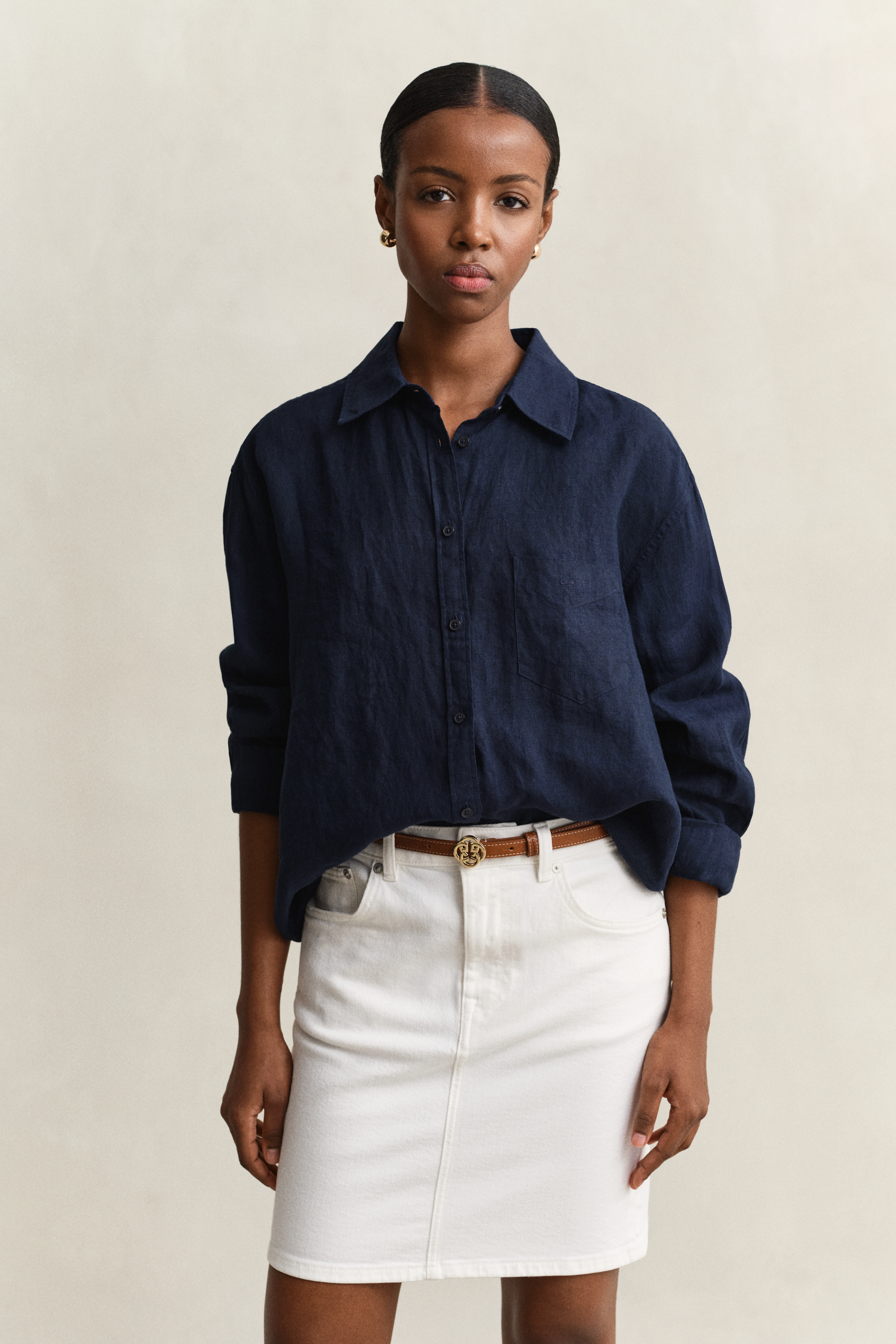 Gant Relaxed Fit Linen Shirt In Blue