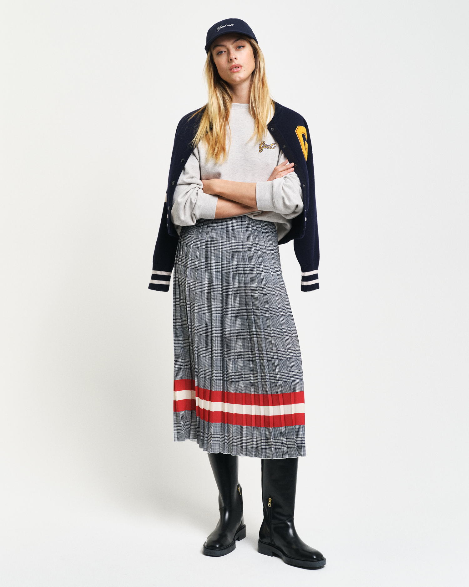 iNtimite Check Parts Pleat Skirt