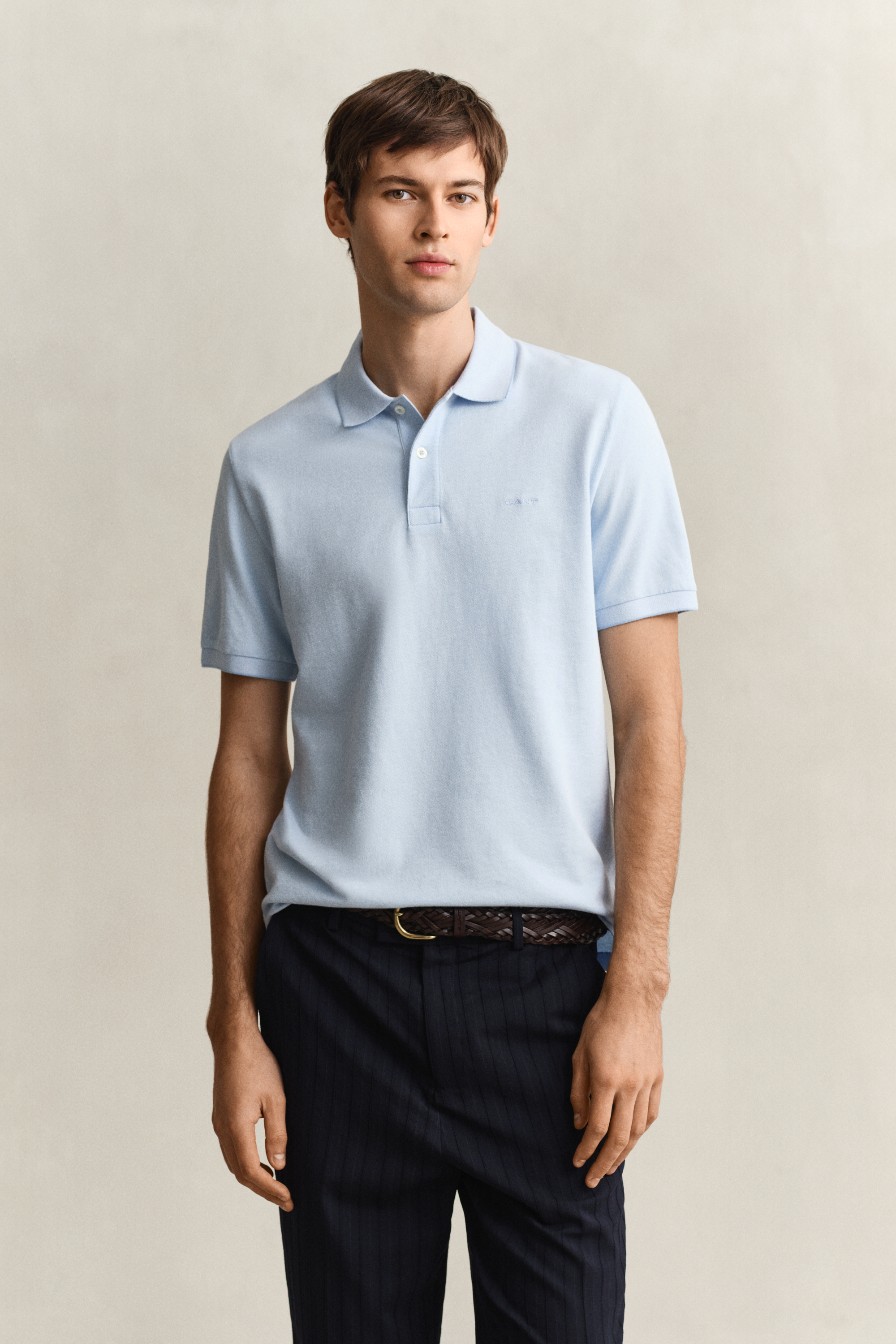 Gant Men's Sky Blue Two-Toned Polo Shirt (L)