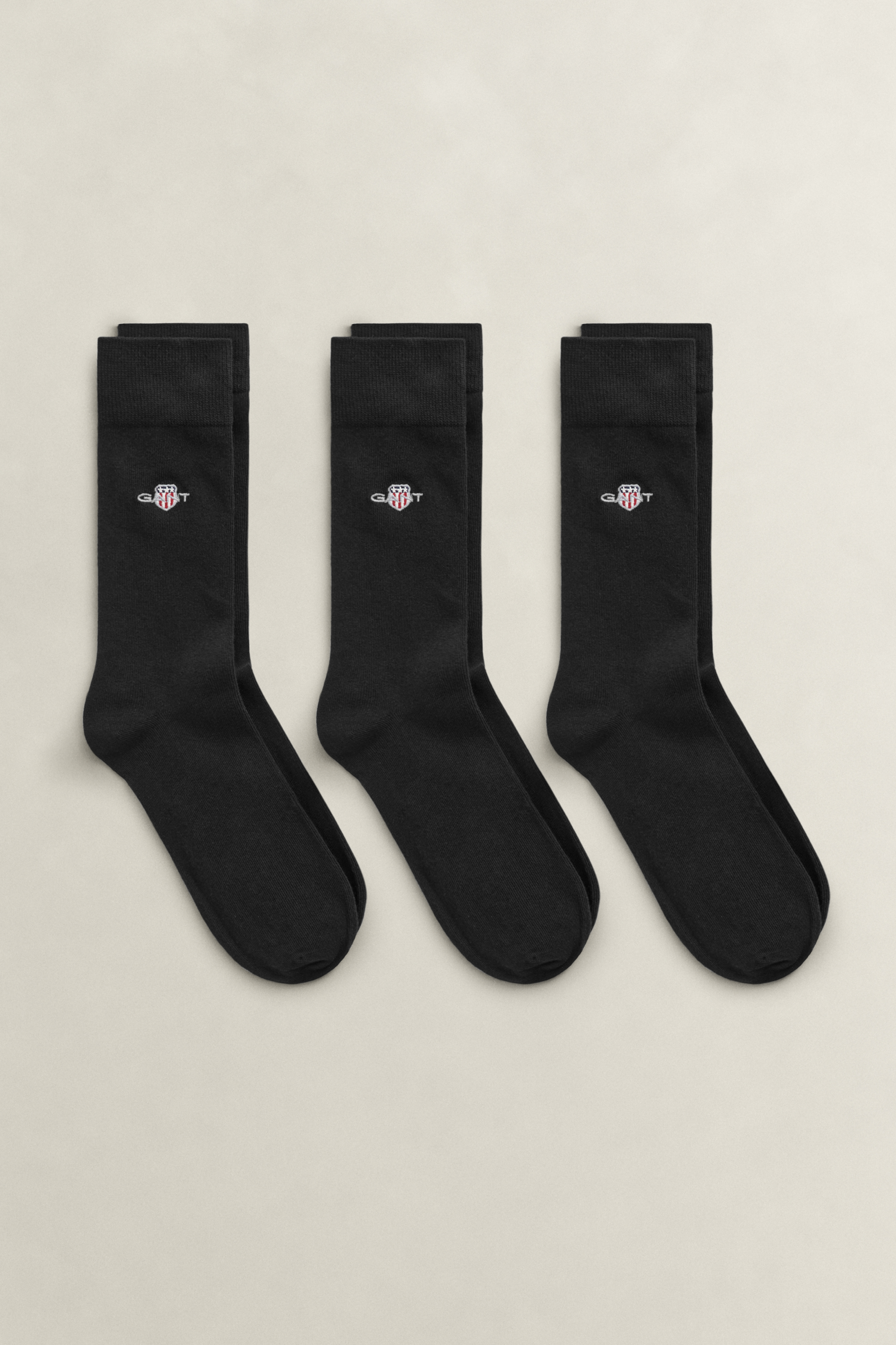 Gant Men's Black 3-Pack Shield Socks (40-42) Ebony