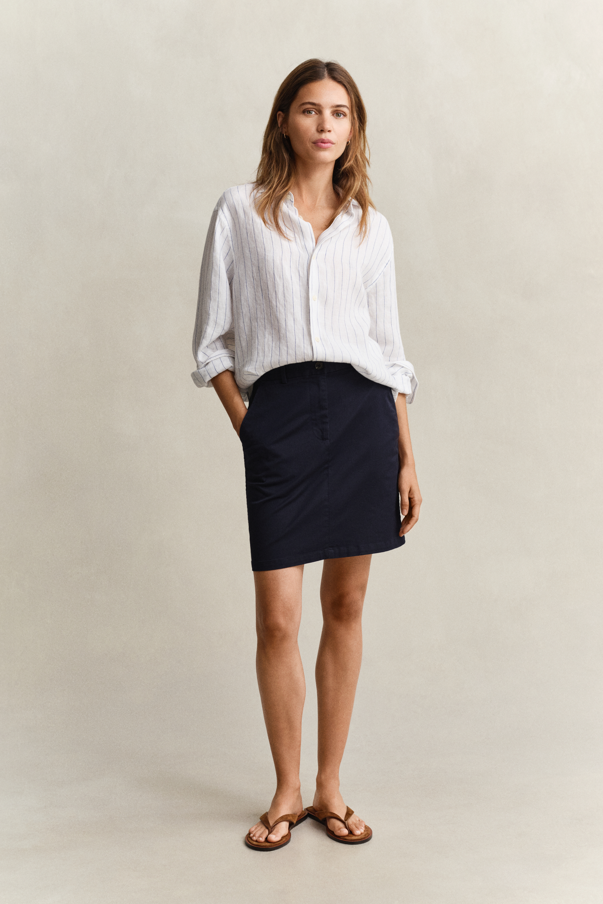 Gant Women's Navy Chino Skirt (46) Evening Blue