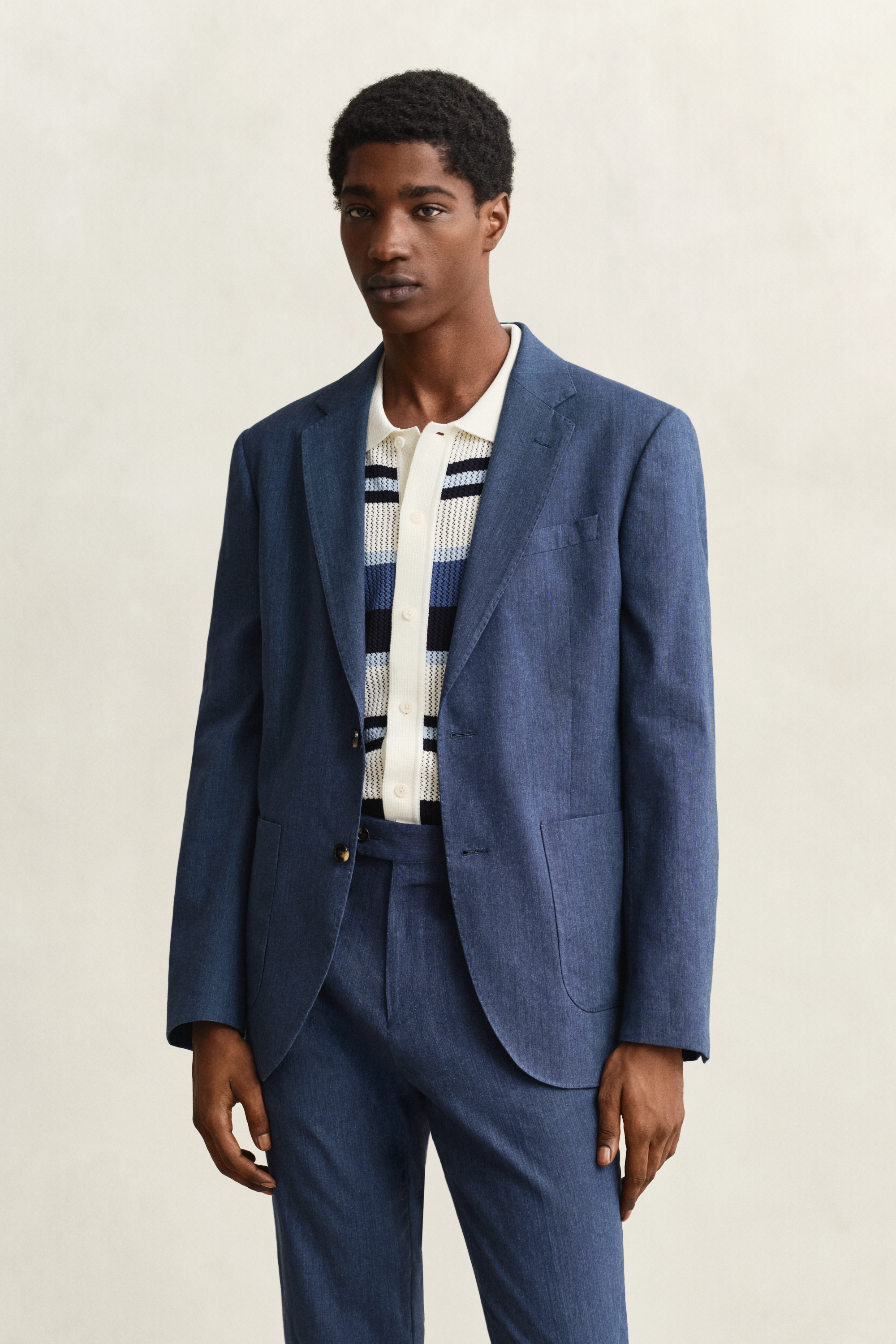 Gant Men's Blue Linen Blend Suit Jacket (46) Persian