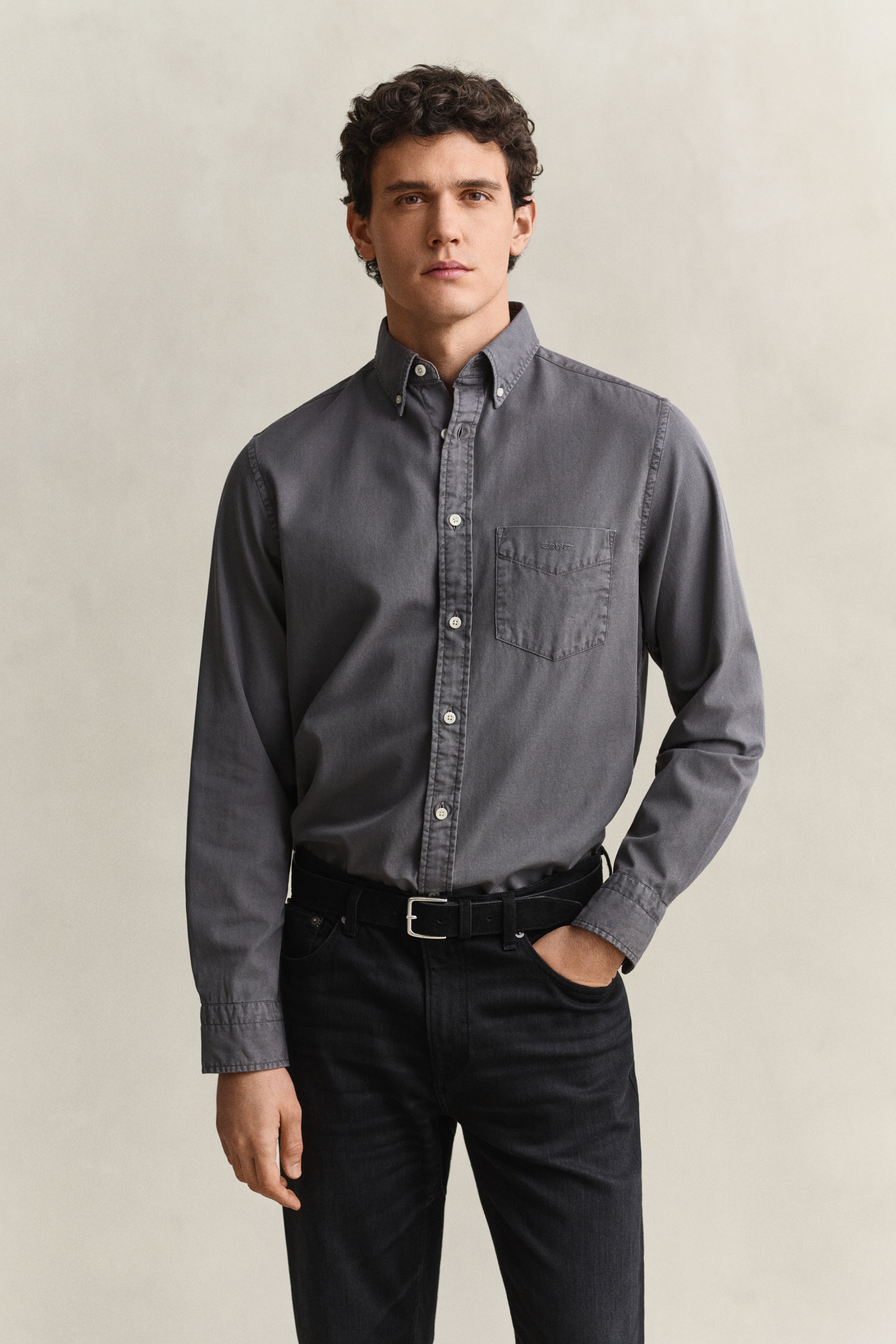 Gant Men's Dusky Anthracite Regular Fit Twill Shirt (Xl)