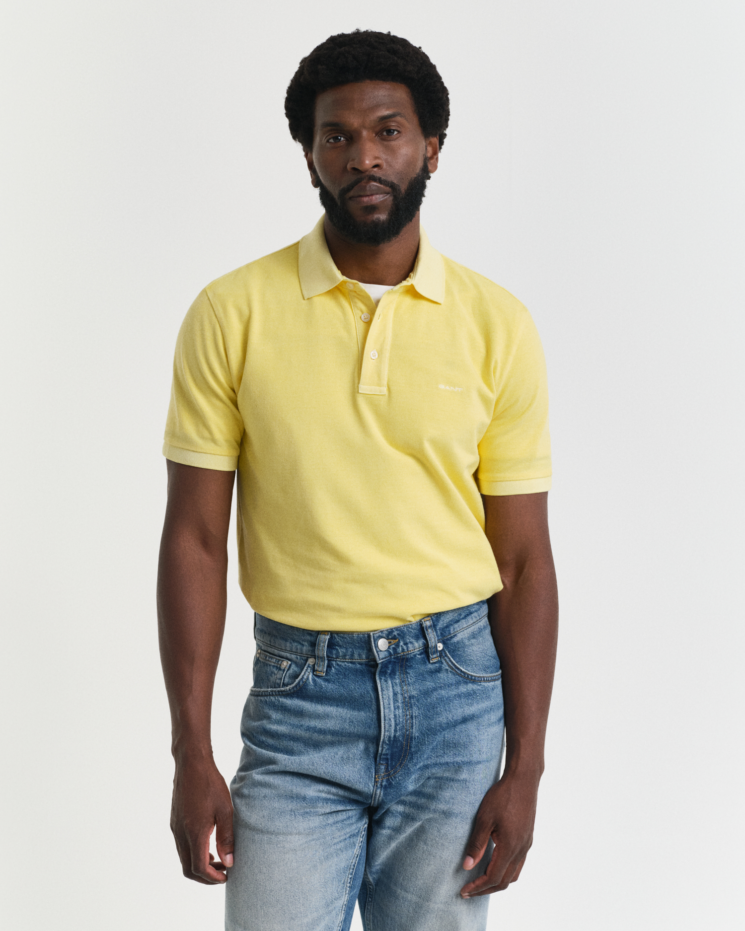Gant Men's Yellow Sunfaded Piqué Polo Shirt (S) Small