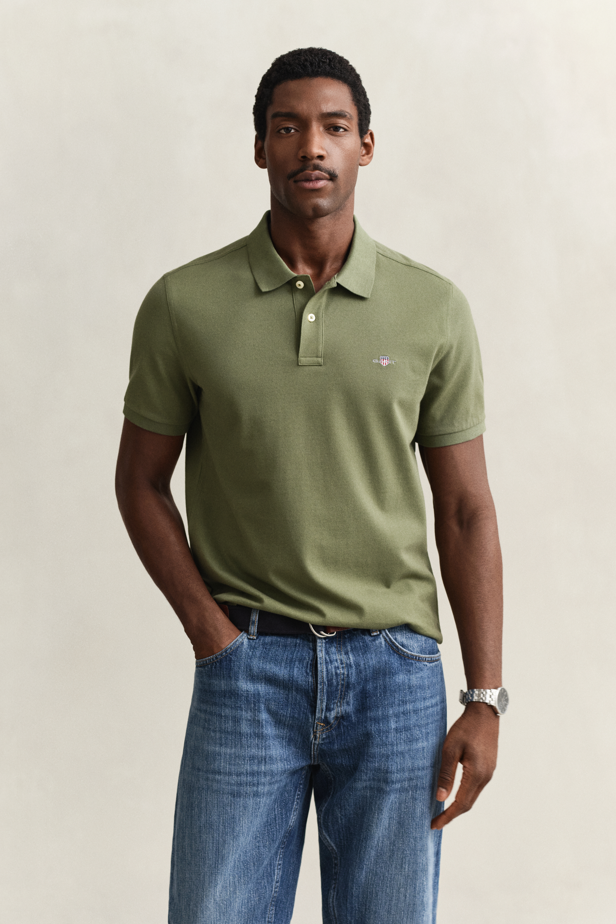 Gant Men's Dry Herb Green Regular Fit Polo Shirt (S)