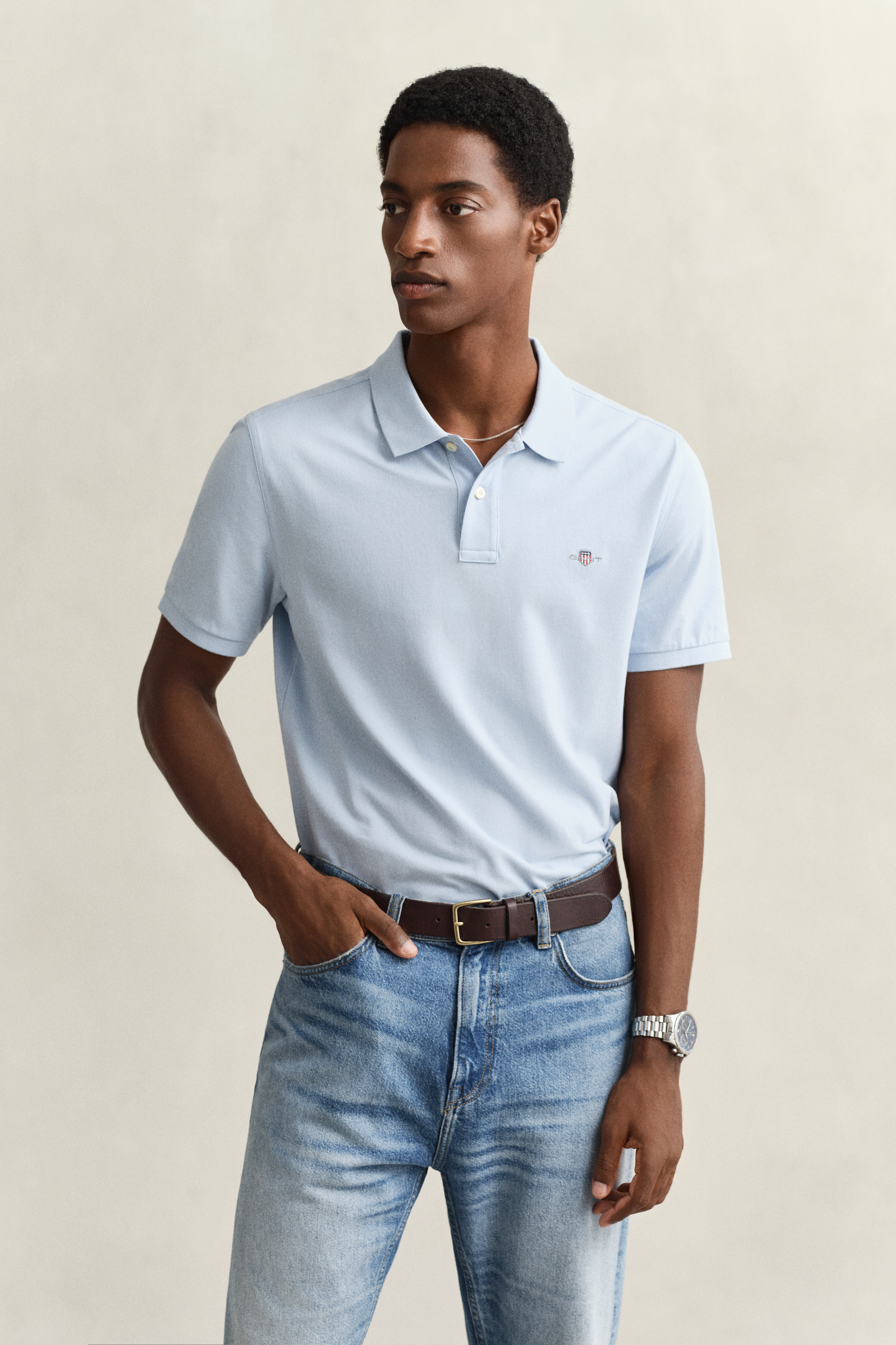 Gant Men's Fresh Blue Regular Fit Polo Shirt (L)