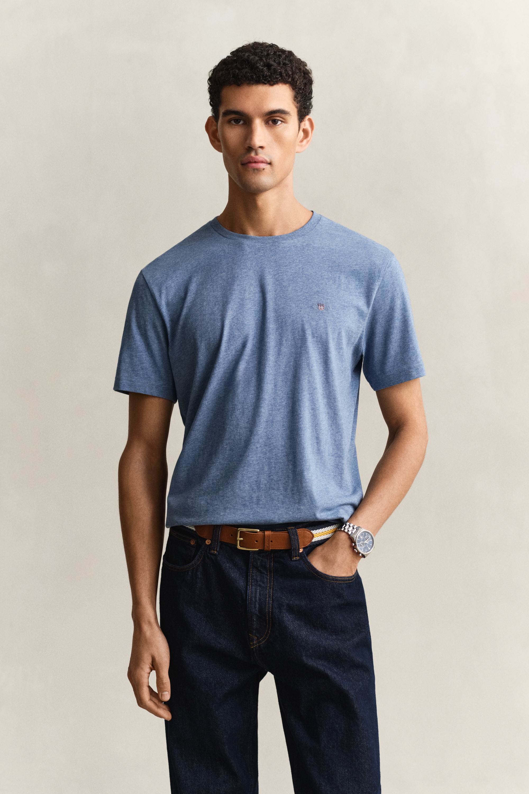 Gant Men's Blue Regular Fit Shield T-Shirt (4Xl) Denim Melange