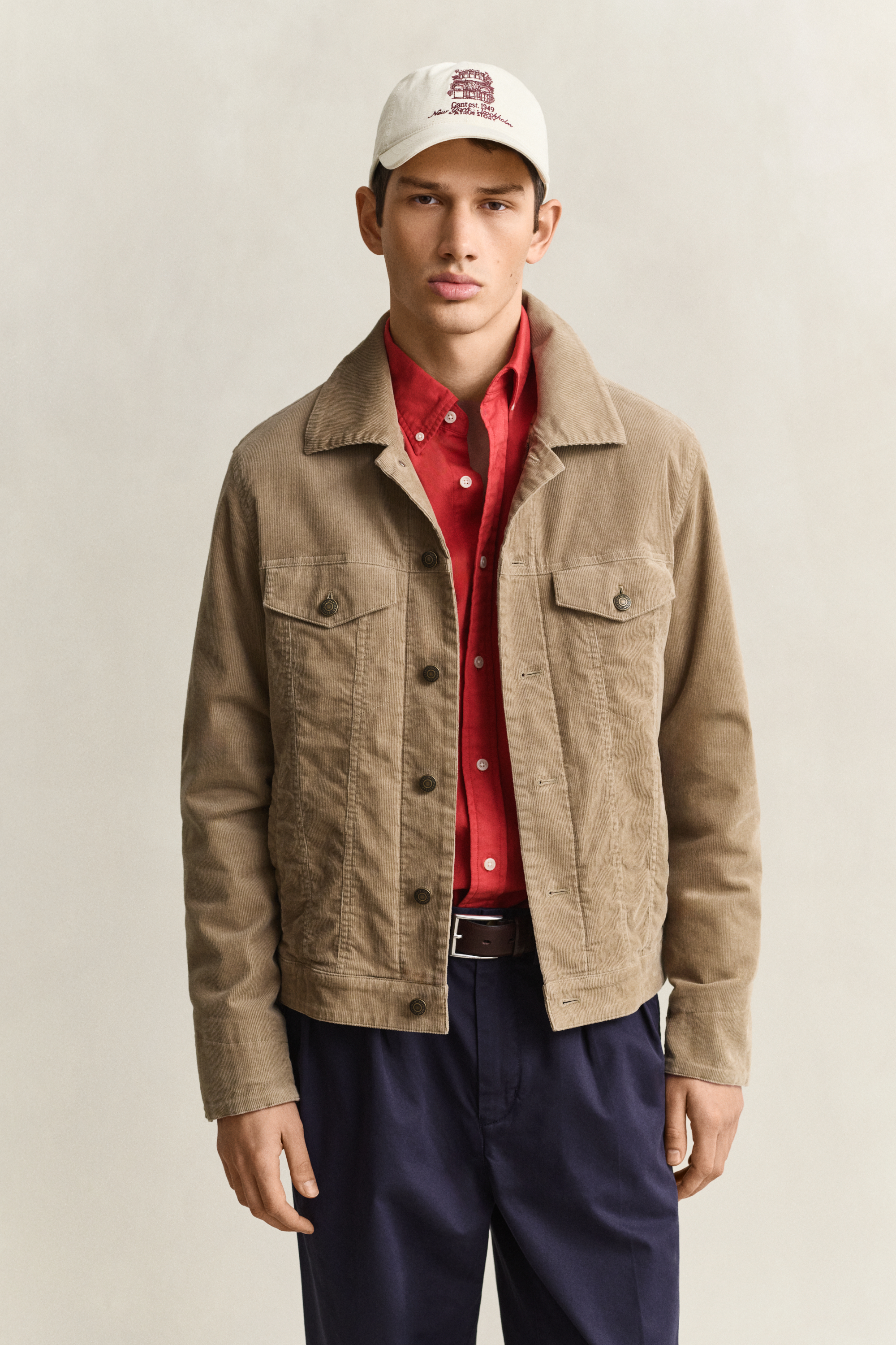 Gant Men's Beige Corduroy Trucker Jacket (Xxl) Light Taupe