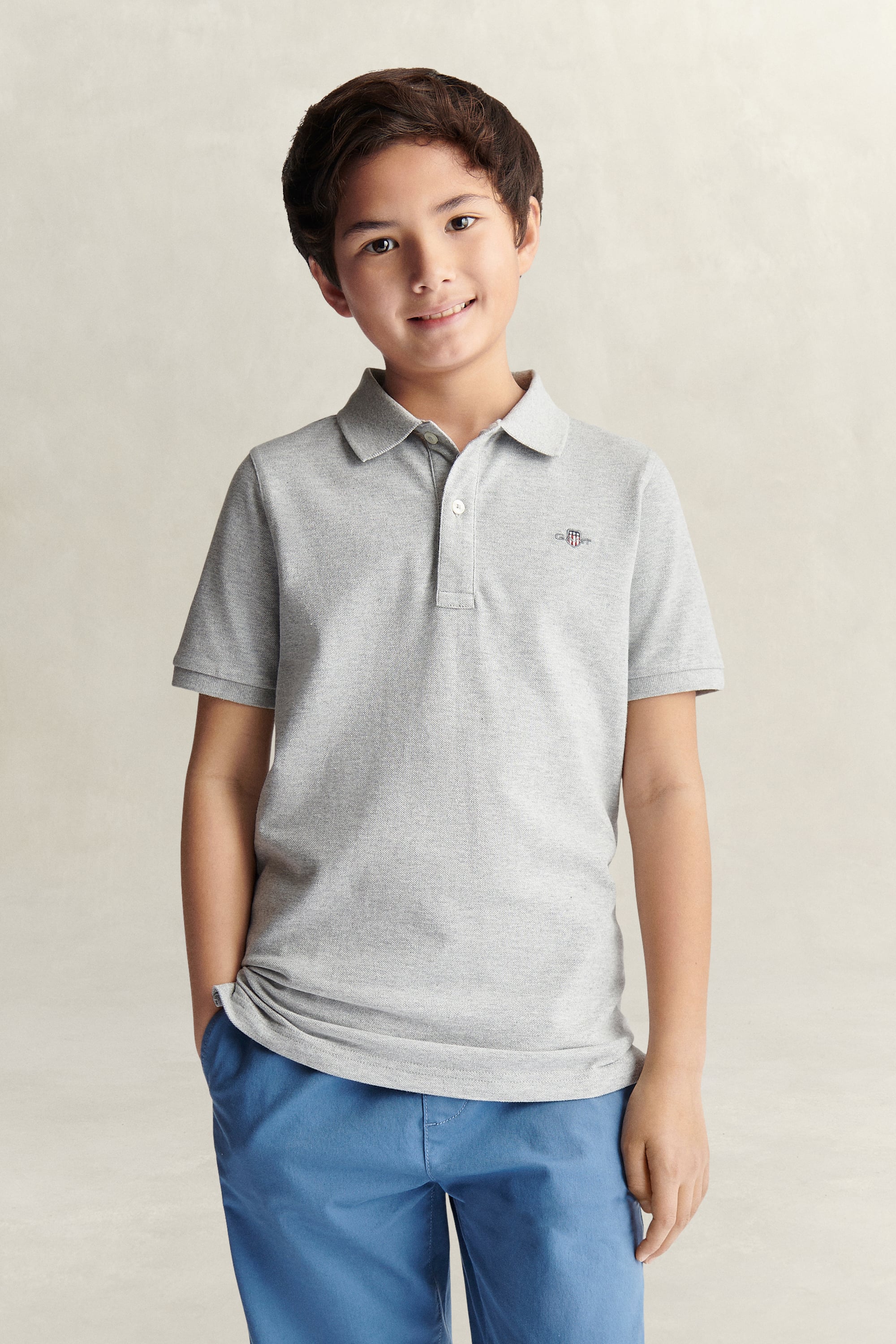 Gant Unisex Grey Teens Shield Piqué Polo Shirt (122/128) Melange