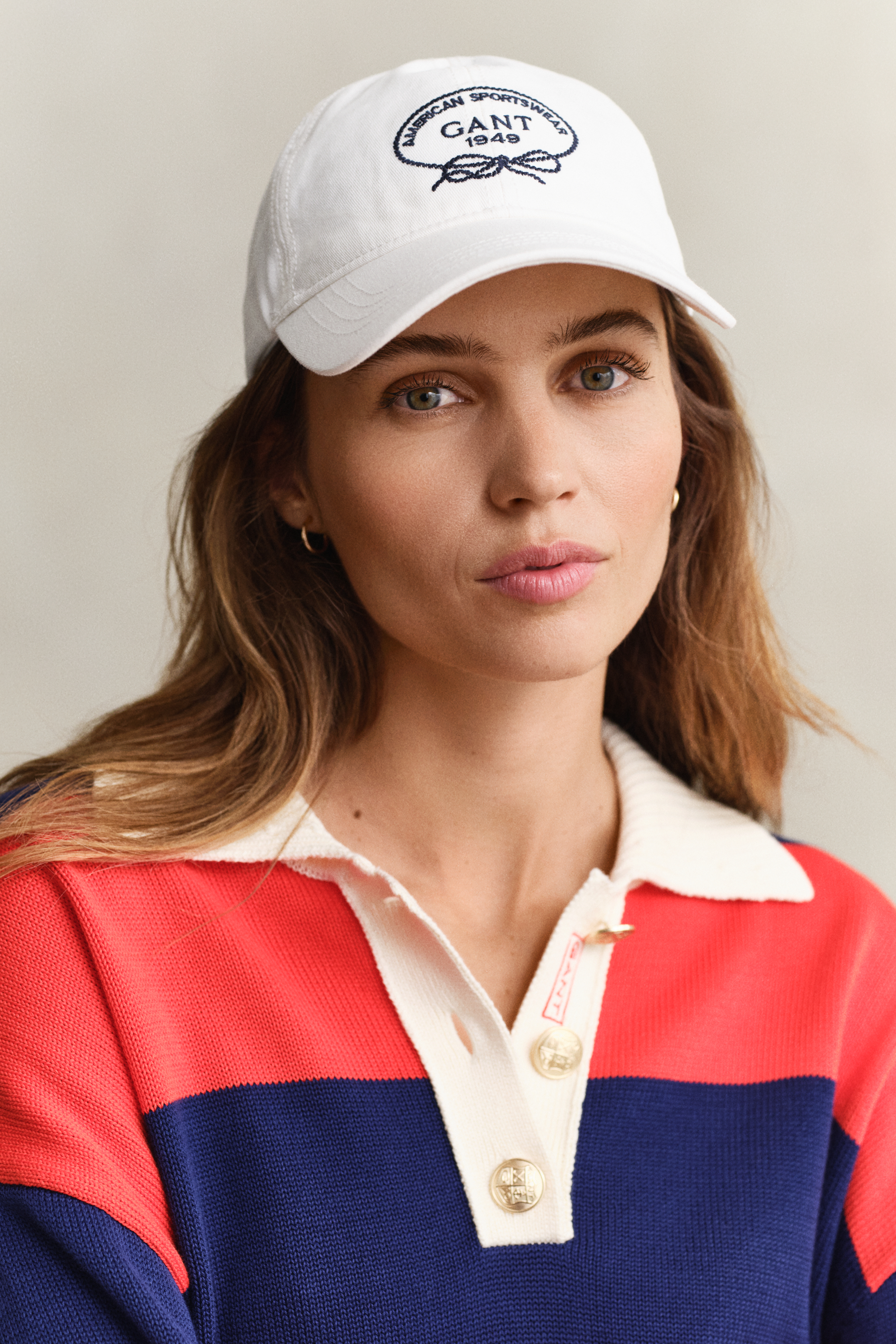 Gant Women's Off White Graphic Cotton Twill Cap (One Size) Eggshell