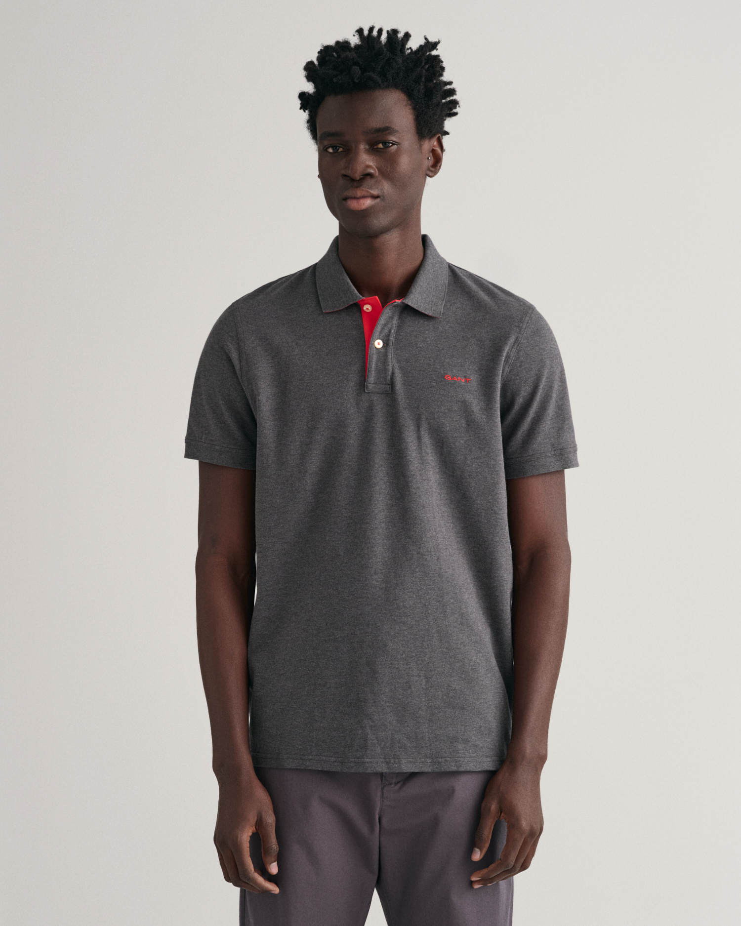 GANT Men Contrast Piqué Polo Shirt (M) Grey