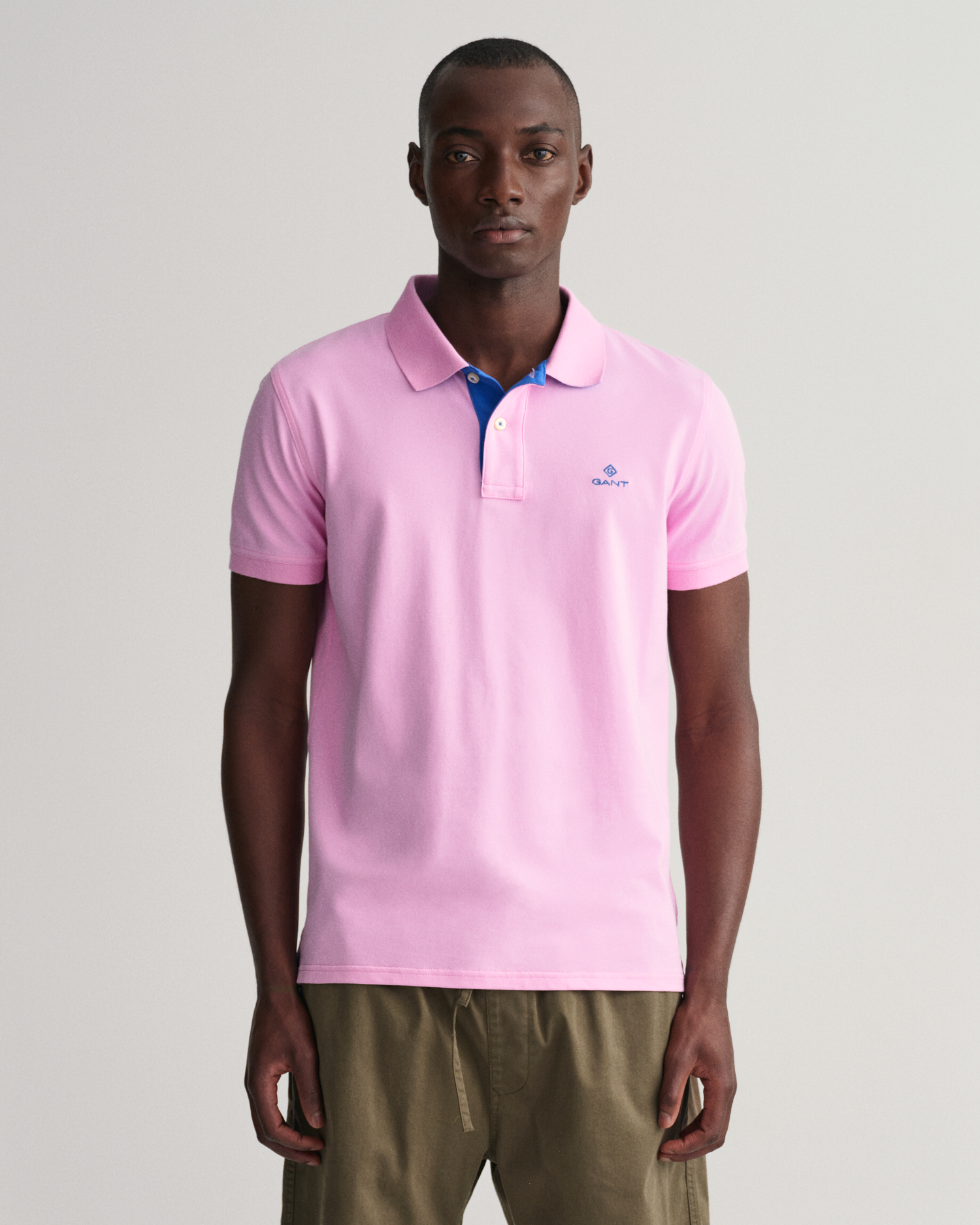 GANT Men Contrast Collar Piqué Polo Shirt (S) Pink