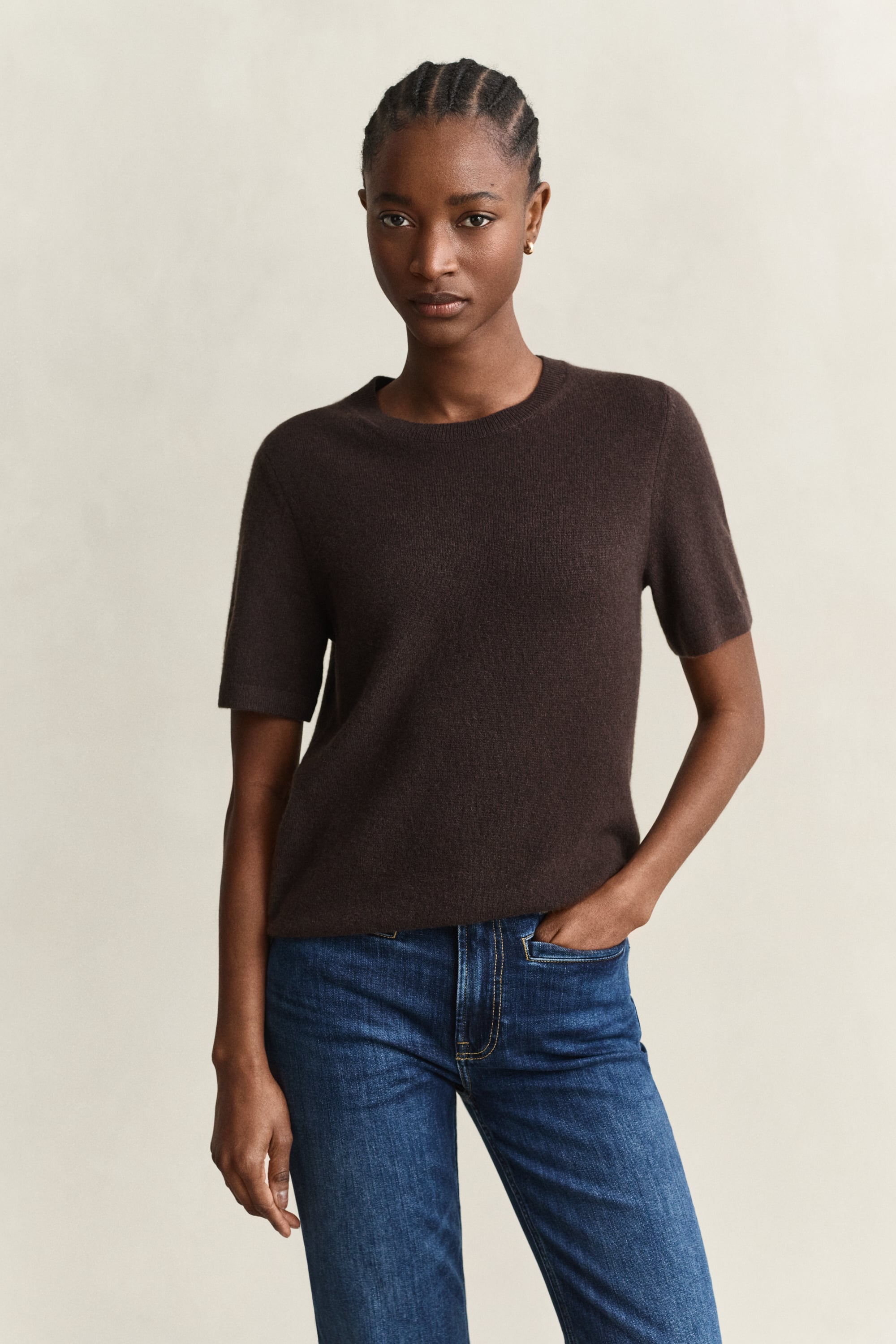 Cashmere Short Sleeve Sweater MELANGE