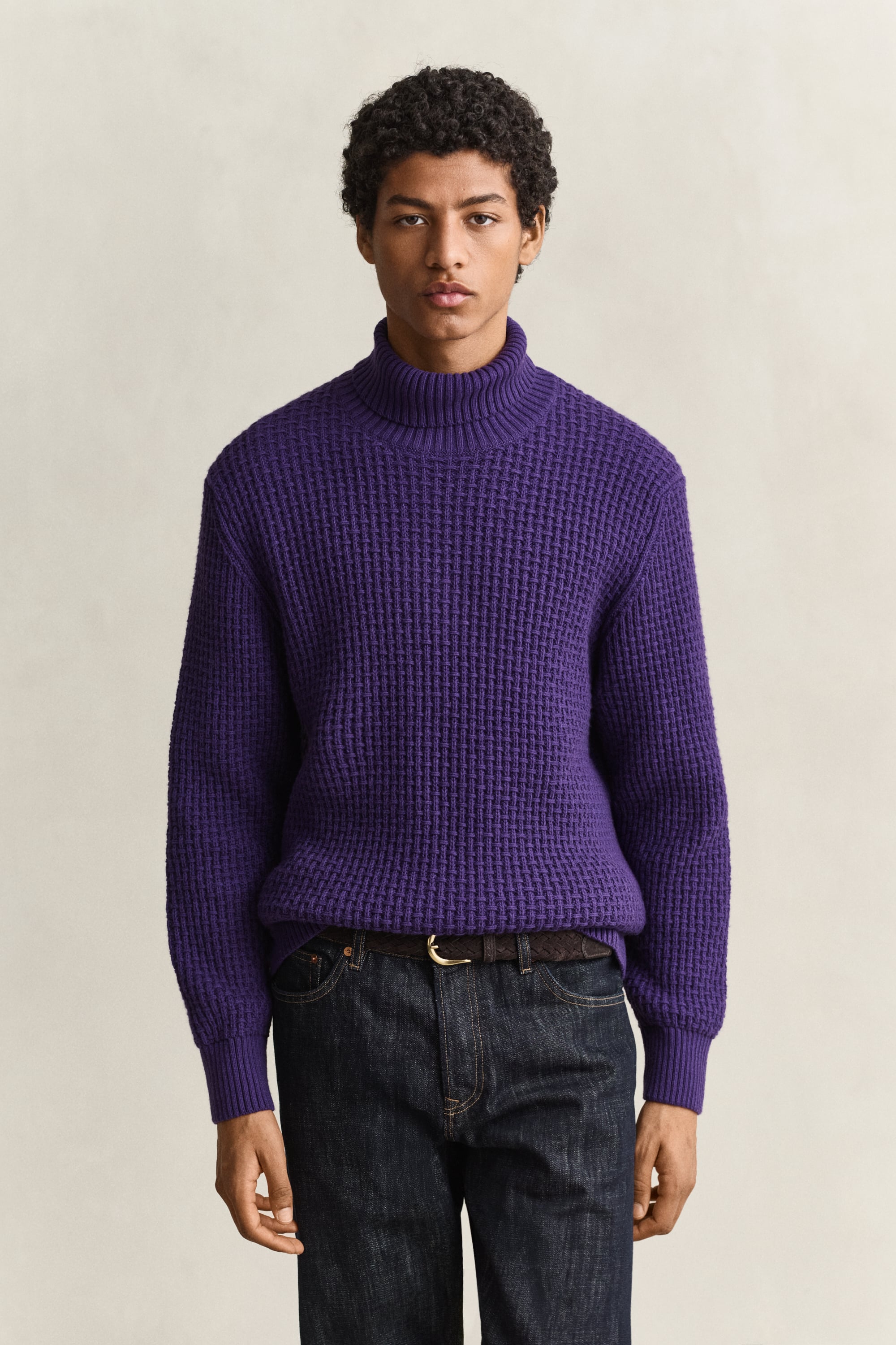 Textured Cotton Wool Turtleneck Sweater PANSY