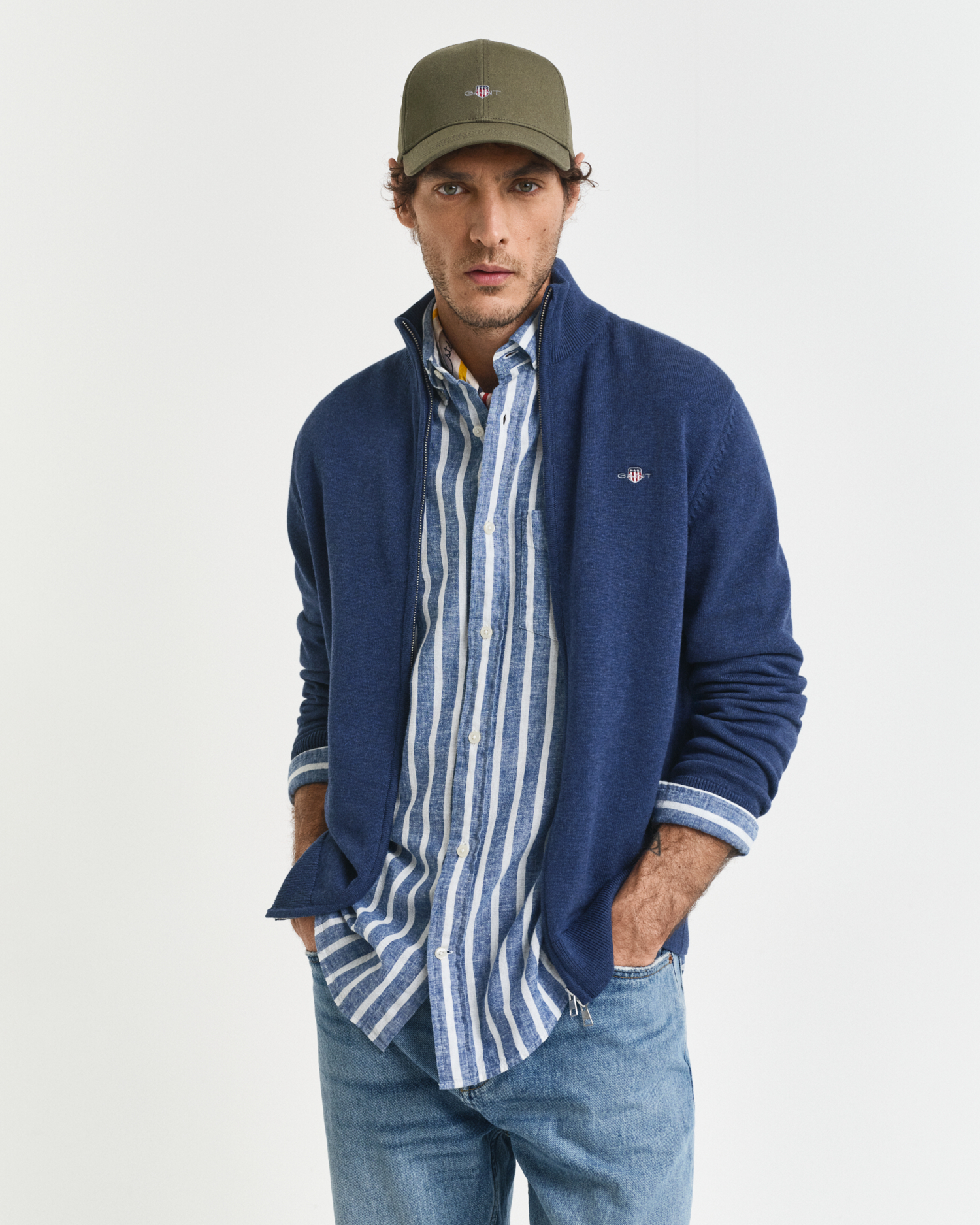 Gant Men's Casual Cotton Zip Cardigan ) Extra Large