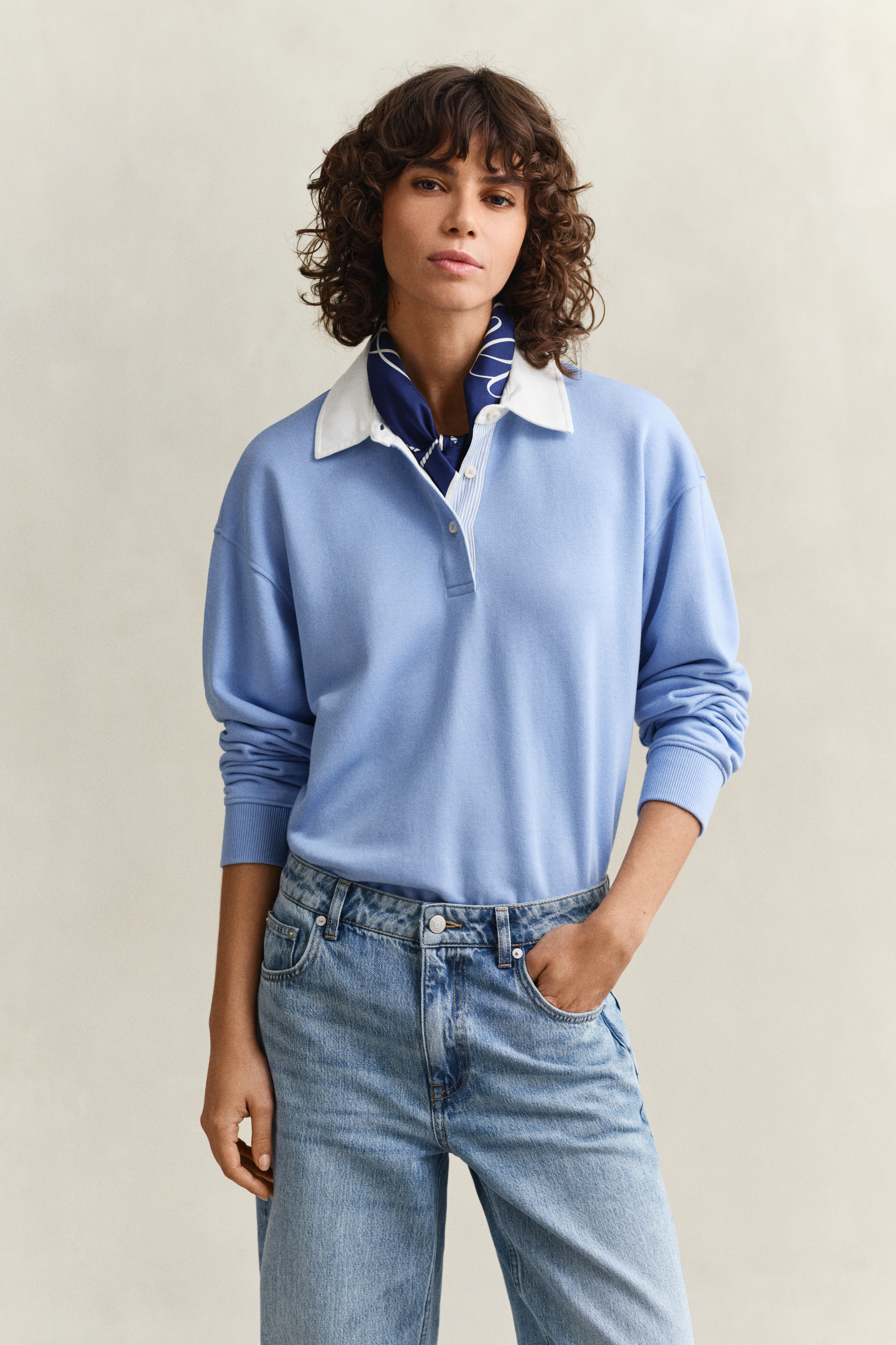 Gant Women's Hydrangea Blue Rugger Sweatshirt (L)